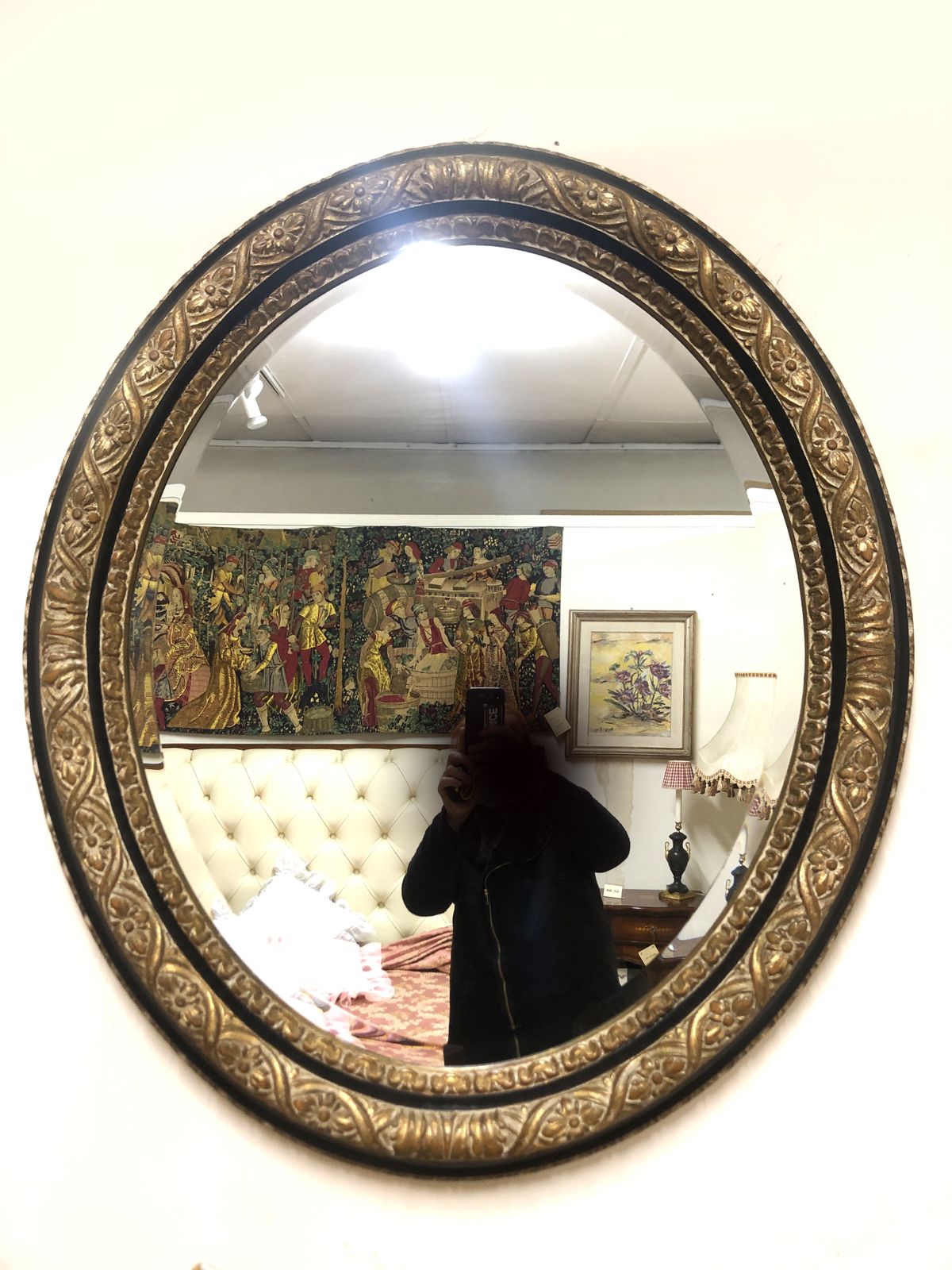 Oval Mirror With Hand Carved Floral Motifs And Decorated photo buy
