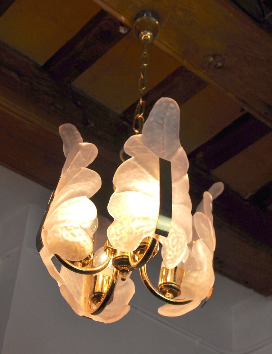 "Leaf" Chandelier By Carl Fagerlund, Murano Glass, Germany, 1970 photo for sale