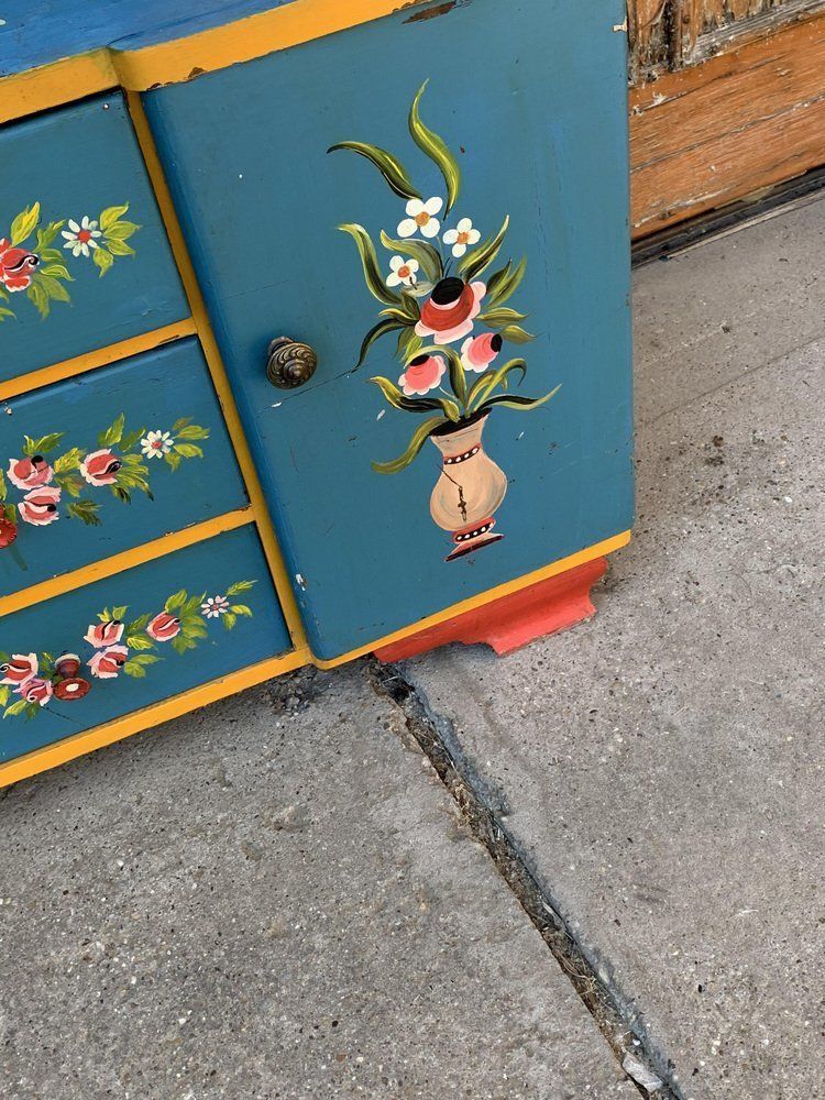 Hand Painted Wooden Dressing Table 1940s photo for sale