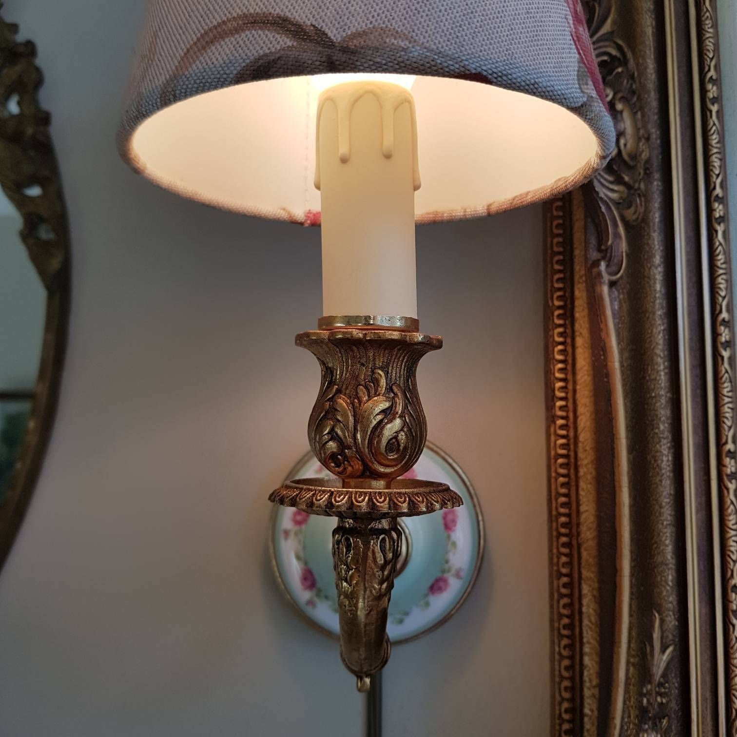 photo for sale Vintage Wall Sconces, Roses, Porcelain And Bronze Wall Lamps, Wall Light, Home Decor, Home Lighting, Interior Design