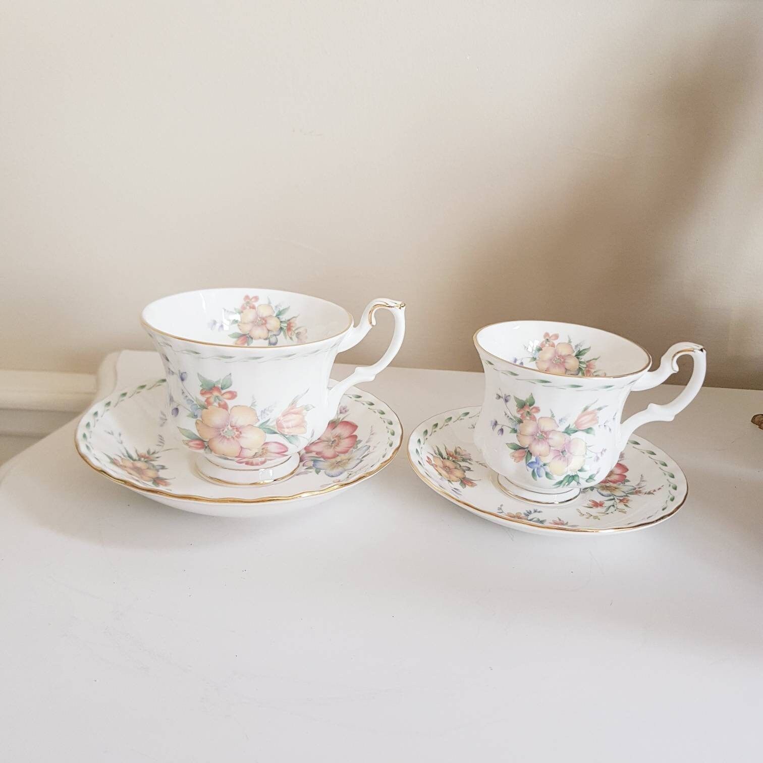 Zeldzaam! Vintage Royal Albert Constance Theekopjes En Schoteltjes – Cadeauset Voor 2 photo furniture