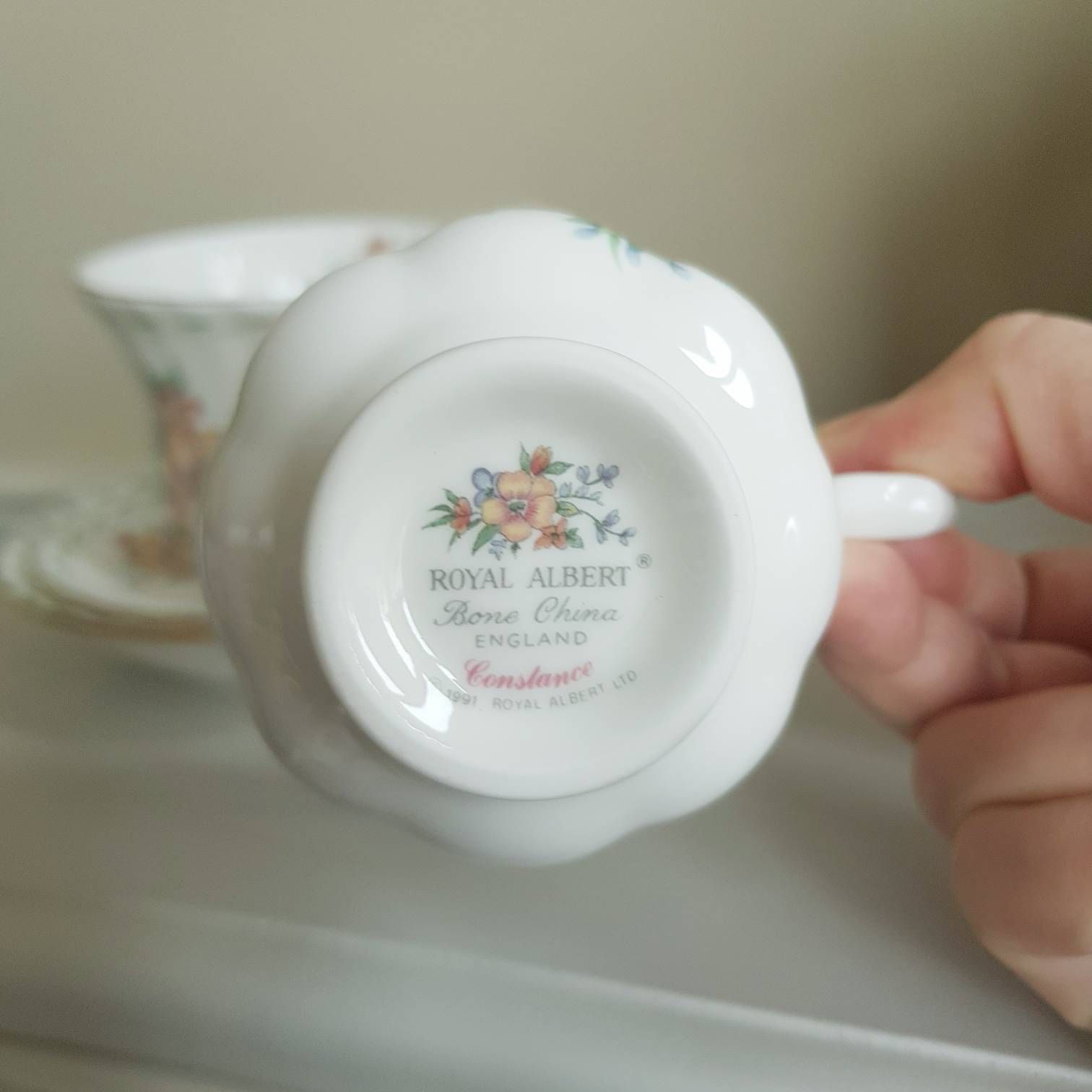 Rare!!! Vintage Royal Albert Constance Teacup And Saucer Sets Gift Set For 2 photo vintage