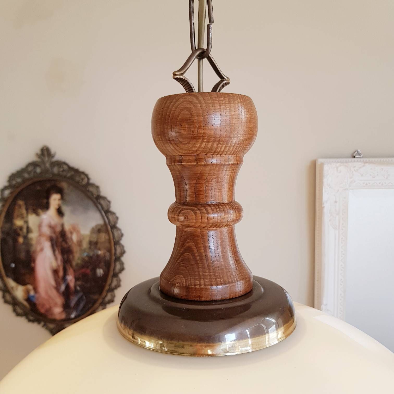 Vintage Italiaanse Grote Hanglamp Uit De Jaren 1960, Hanglamp Met Geschulpte Kap, Landelijke Rustieke Stijl photo buy