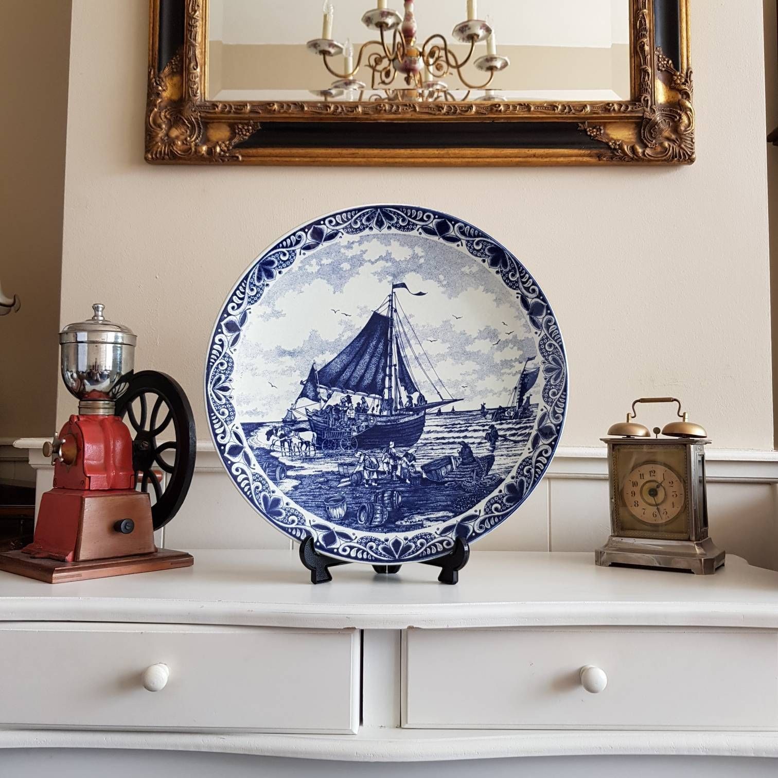 Original Antique Delft Blauw Big Plate, Collectible Plate, Made In Holland, With Certificate photo furniture