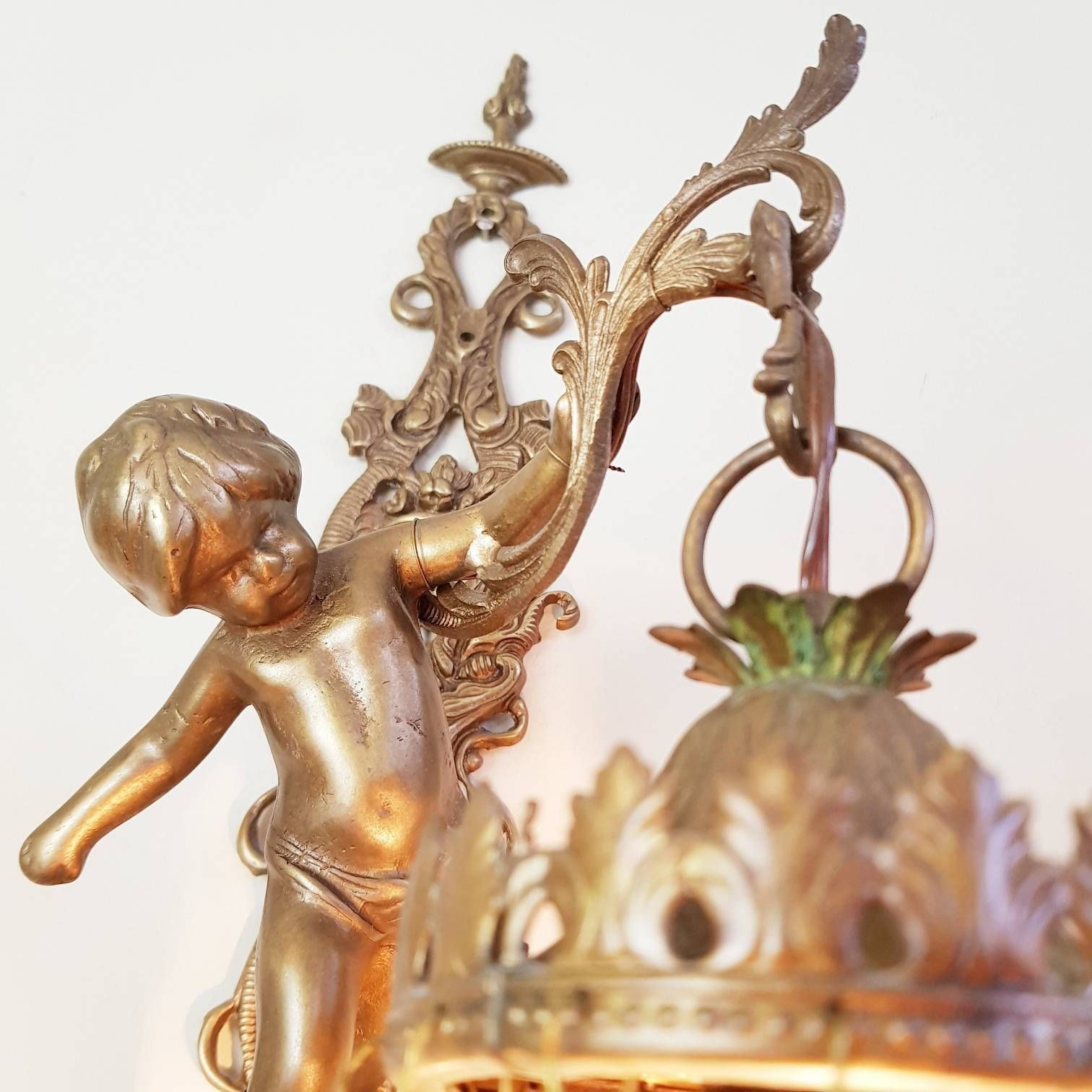 Vintage Pair Of Wall Sconces, Set Of 2 Wall Lamps, Cherubs Wall Sconces, Art Nouveau Style, Home Decor, Home Lighting, Interior Design photo Lighting