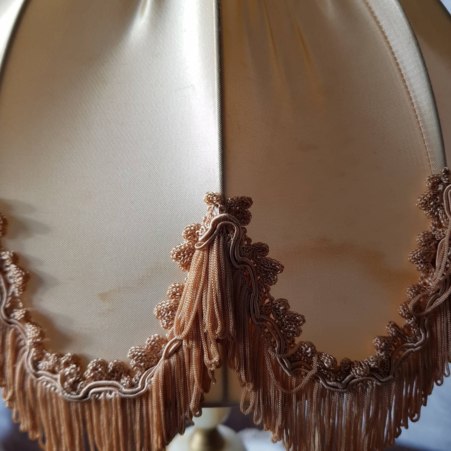 Vintage Italian Big Lamp, Onyx Table Lamp, Marble Lamp, Lamp Shade Edges With Fringes, Home Lighting, Home Decor, Interior Design photo vinterior