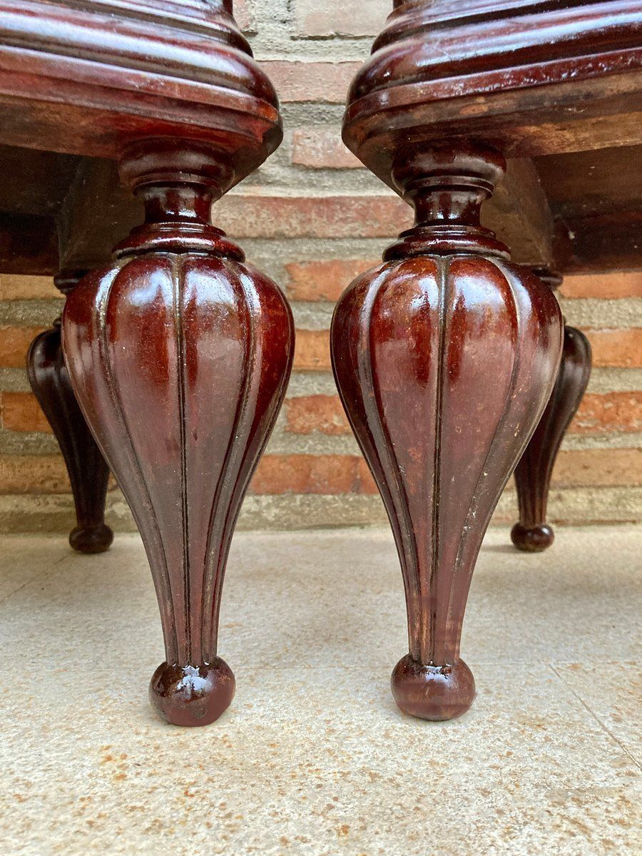 2987.0 Mid Century Spanish Nightstands In Wood  Set Of 2 photo