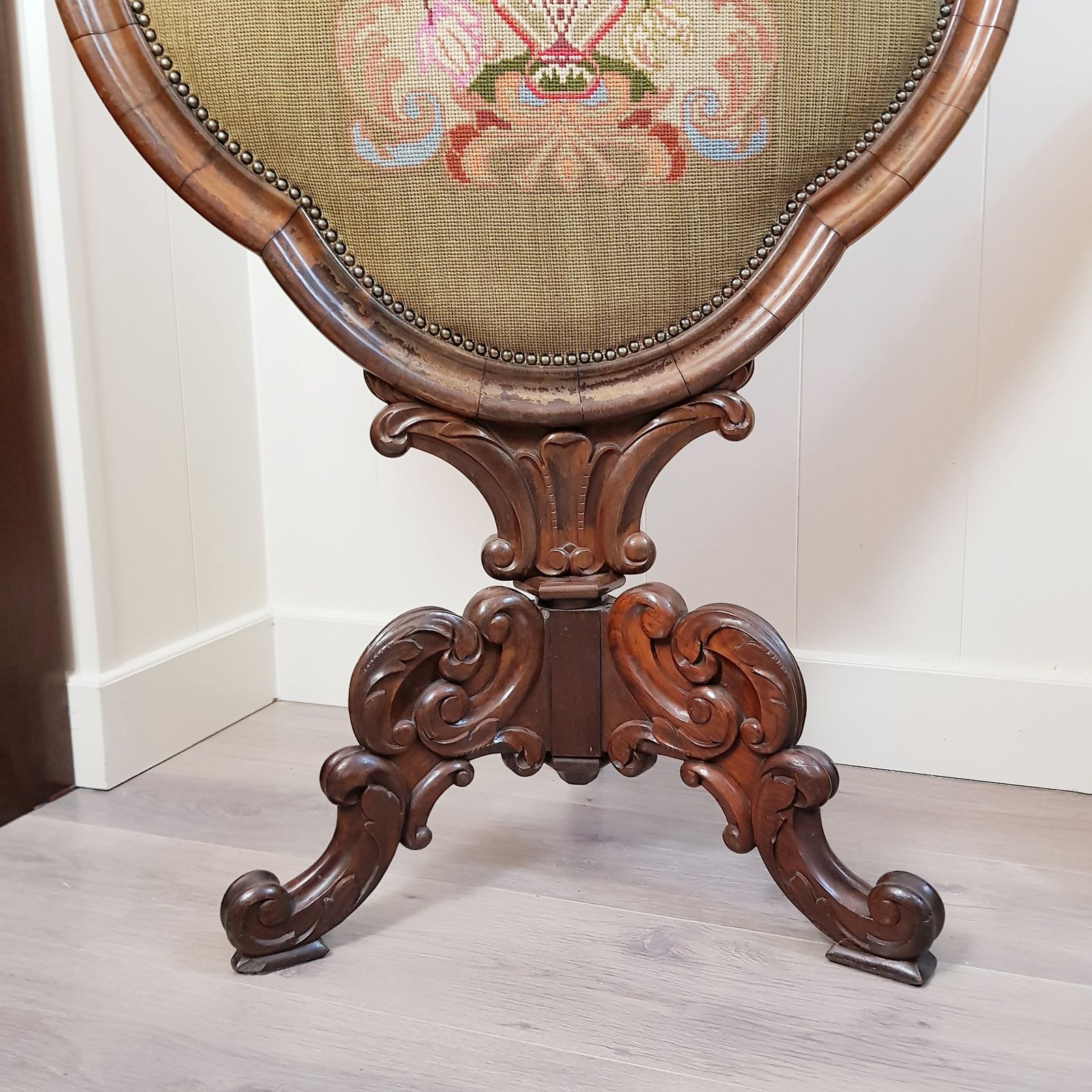 Antique French Tapestry Fire Screen, Victorian Period photo Art
