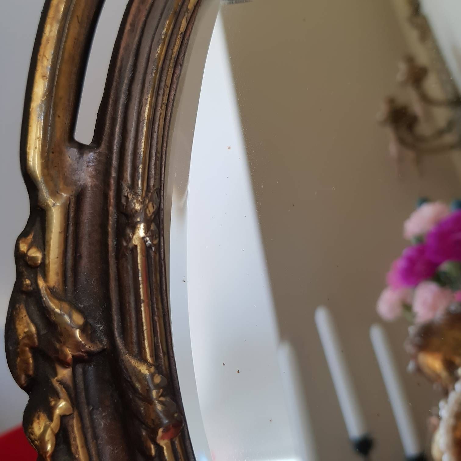 Special French Louis XVI Style Ribbon Mirror, Beveled Crystal Cut Mirror Vanity Mirror Table Freestanding Mirror photo vinterior