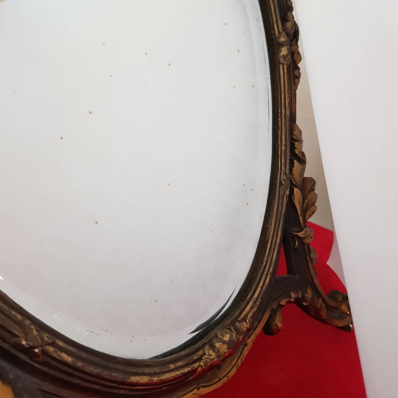 photo furniture Bijzondere Franse Louis XVI Stijl Lintenspiegel – Geslepen Kristallen Spiegel Met Facetrand, Tafelspiegel, Vrijstaande Spiegel