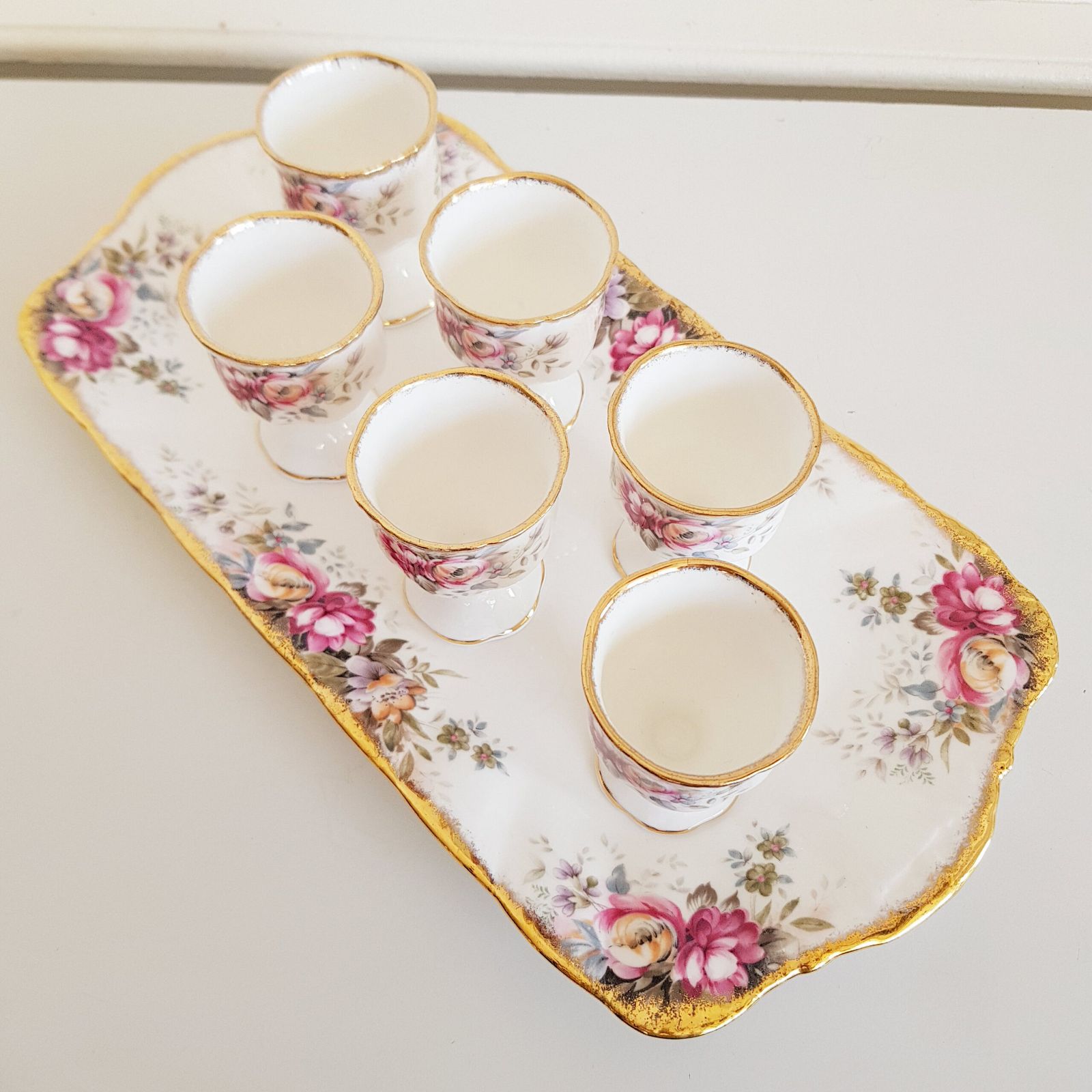 Vintage Queen Anne, Made In England, Egg Cups And Uderplate photo for sale