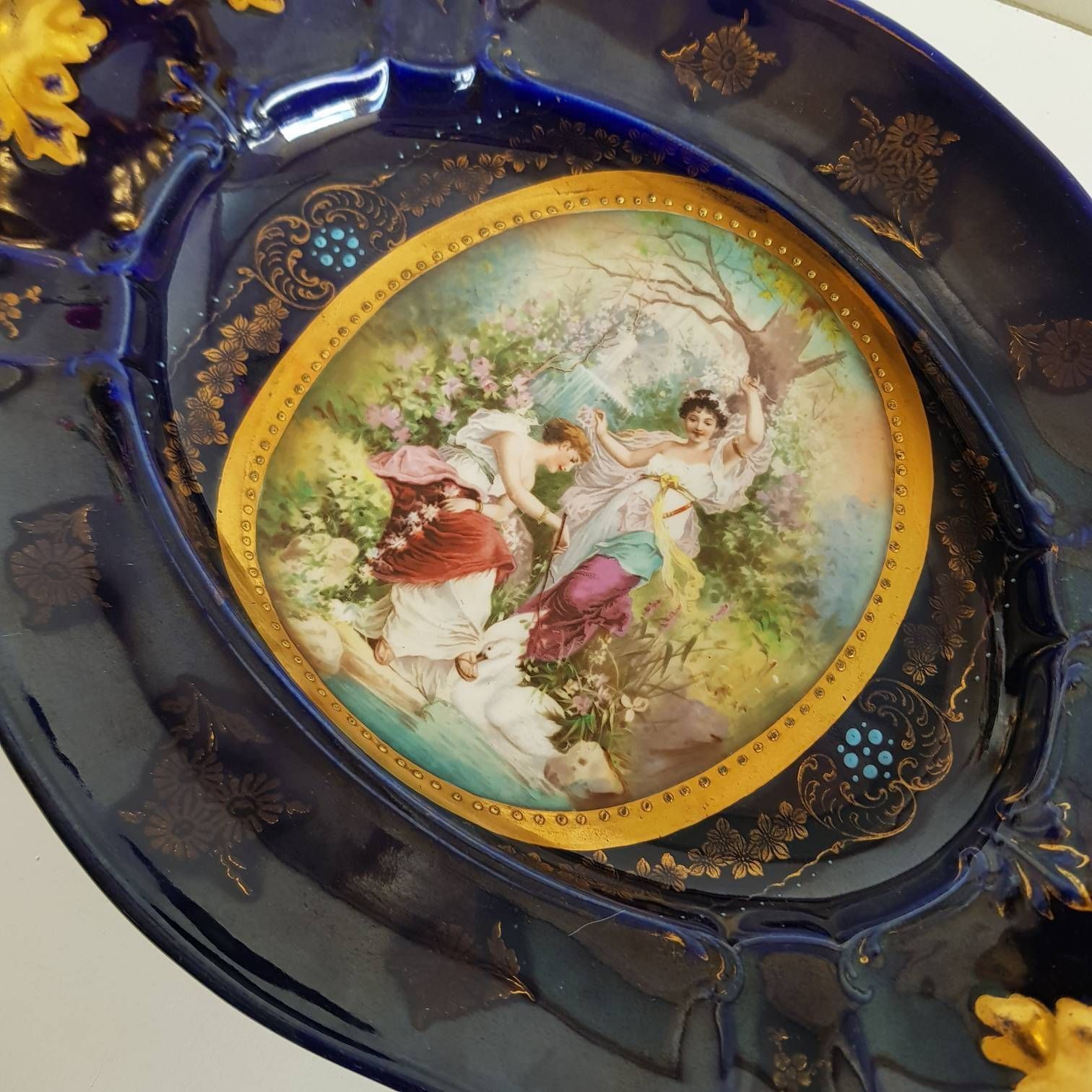 Antique Oval Tray With Handles, An Alexandra Works Royal Vienna Tray photo furniture