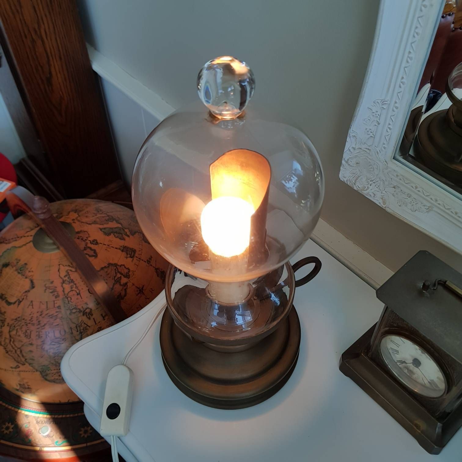 Vintage Special Lamp, Old Style, Brass And Glass Dome Table Lamp, Home Decor, Rustic Lantern, Interior Design, photo buy