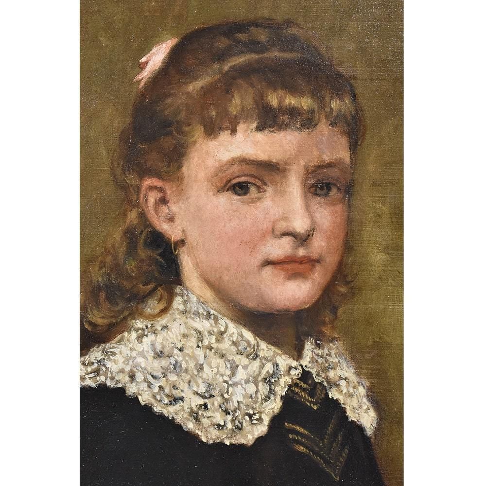Antique Painting, Young Woman Portrait , Oil On Canvas, XIX Century. (Qr407) photo Art
