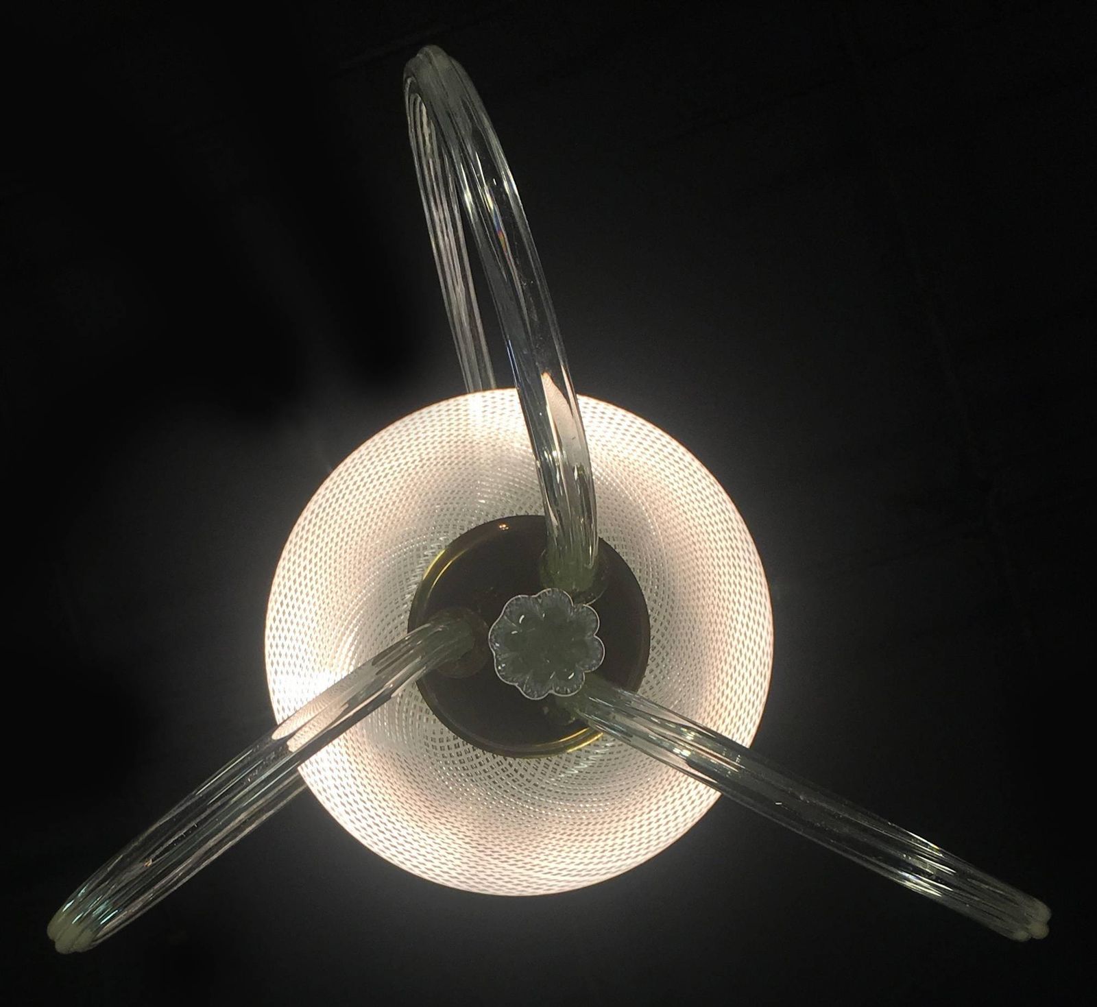 photo vintage Adorable Pendant Chandelier "Reticello" By Venini, Murano, 1940s