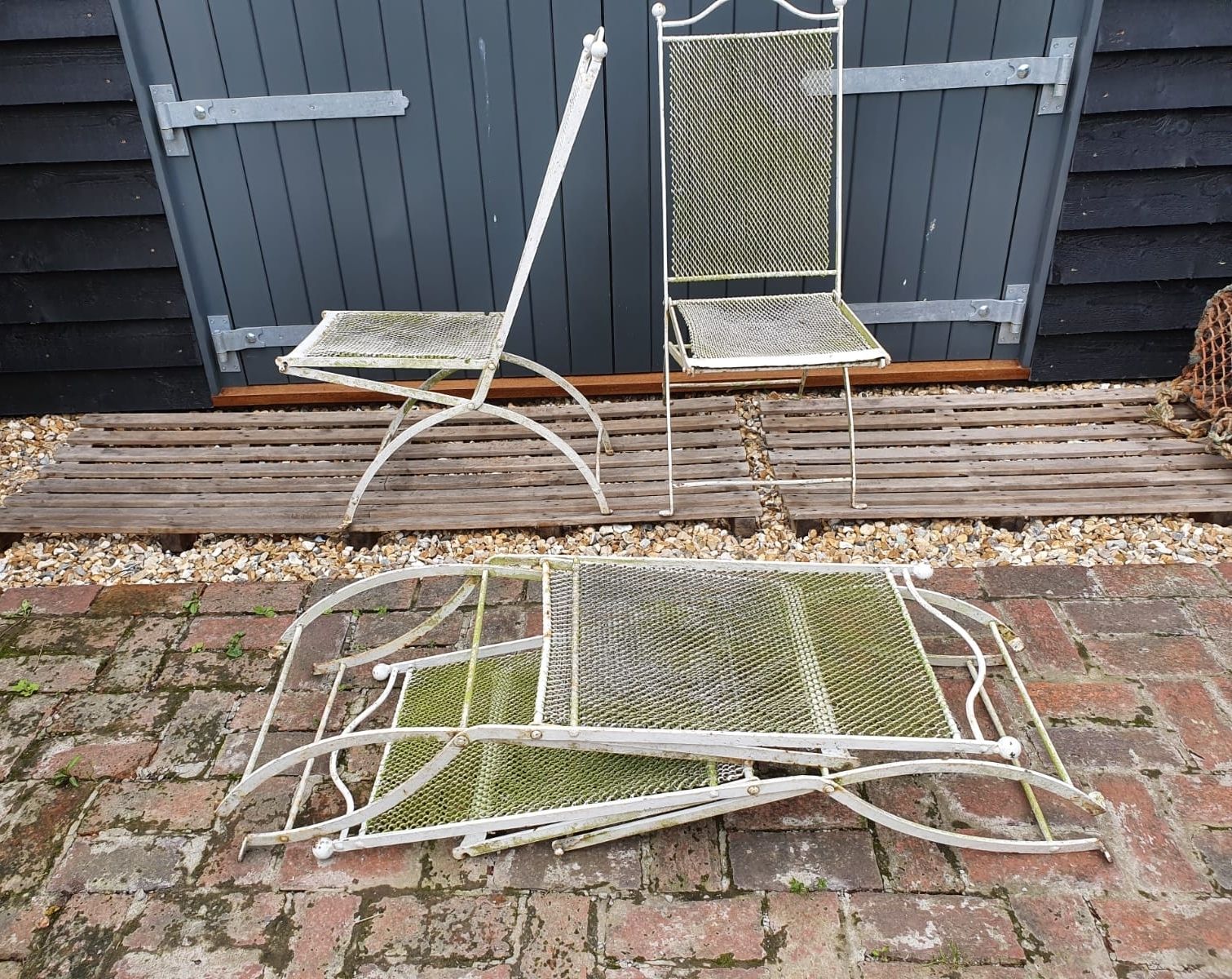 photo for sale Vintage Iron Folding Garden Chairs