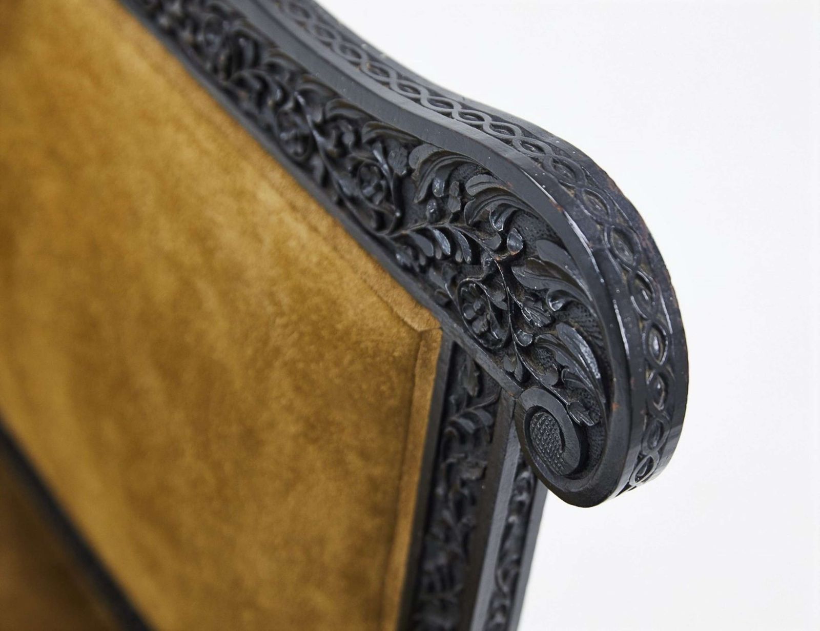 photo for sale Extraordinary C19th Pair Of Indian Carved Hardwood Chairs / Hall Seats