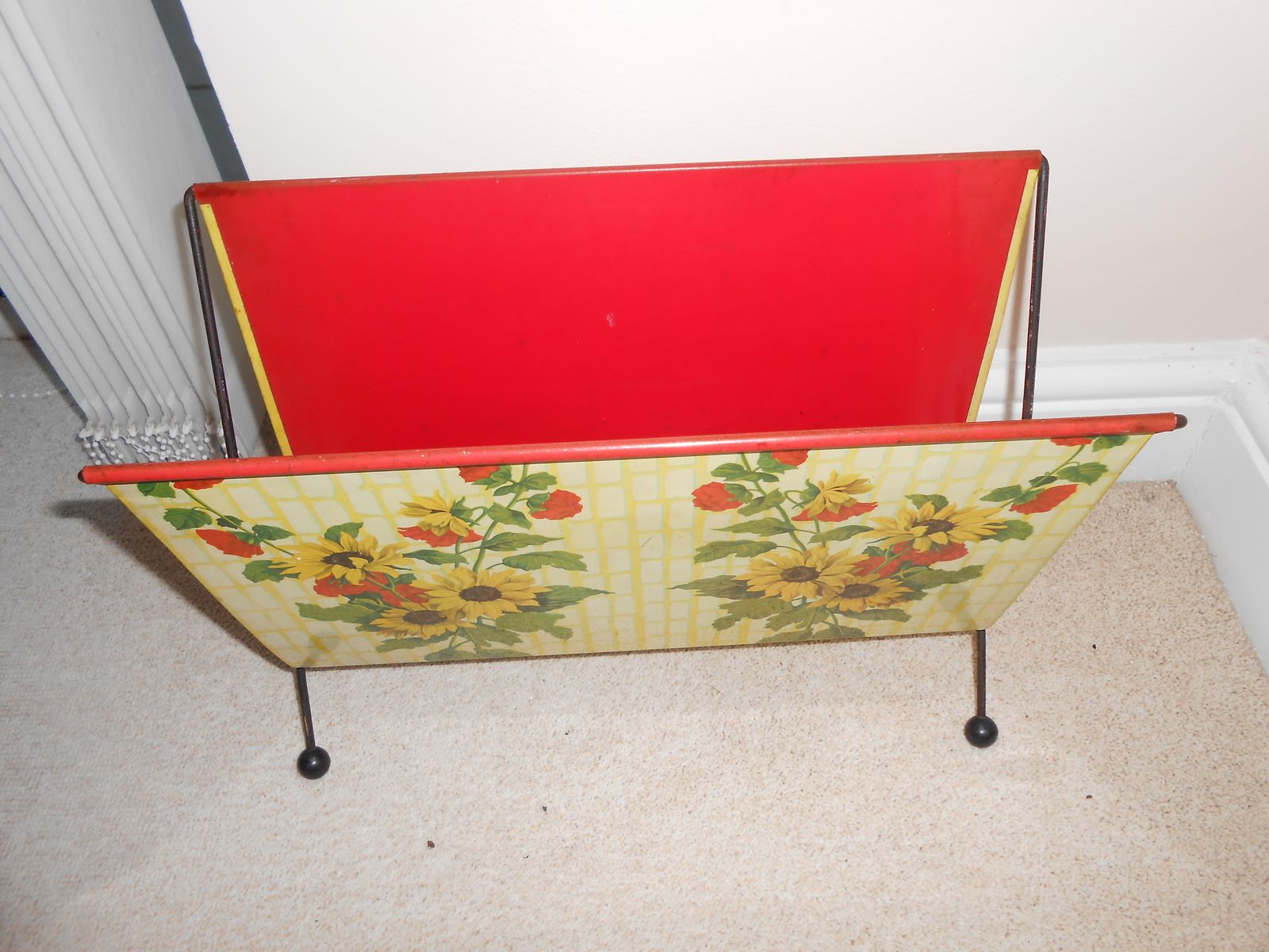 Vintage Metal Magazine Rack, 1950s photo furniture