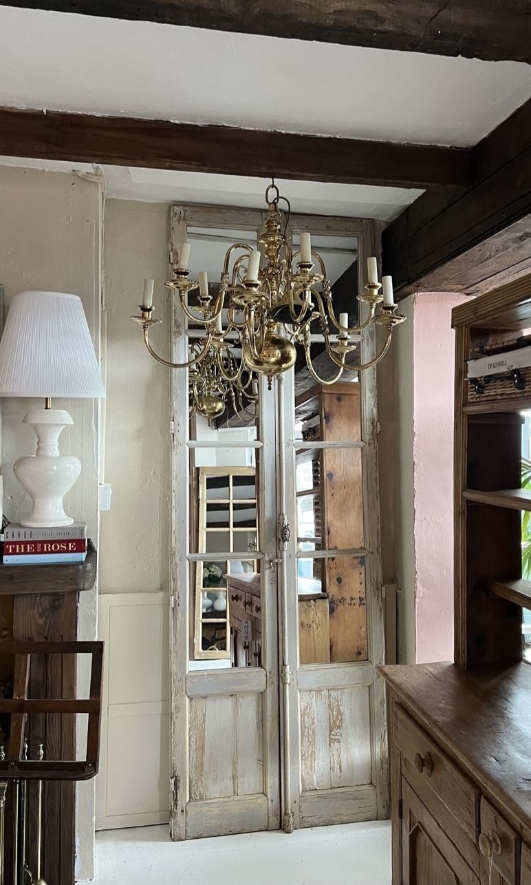 Antique French Huge 250cm High Stately Home Window Frame Floor Mirror