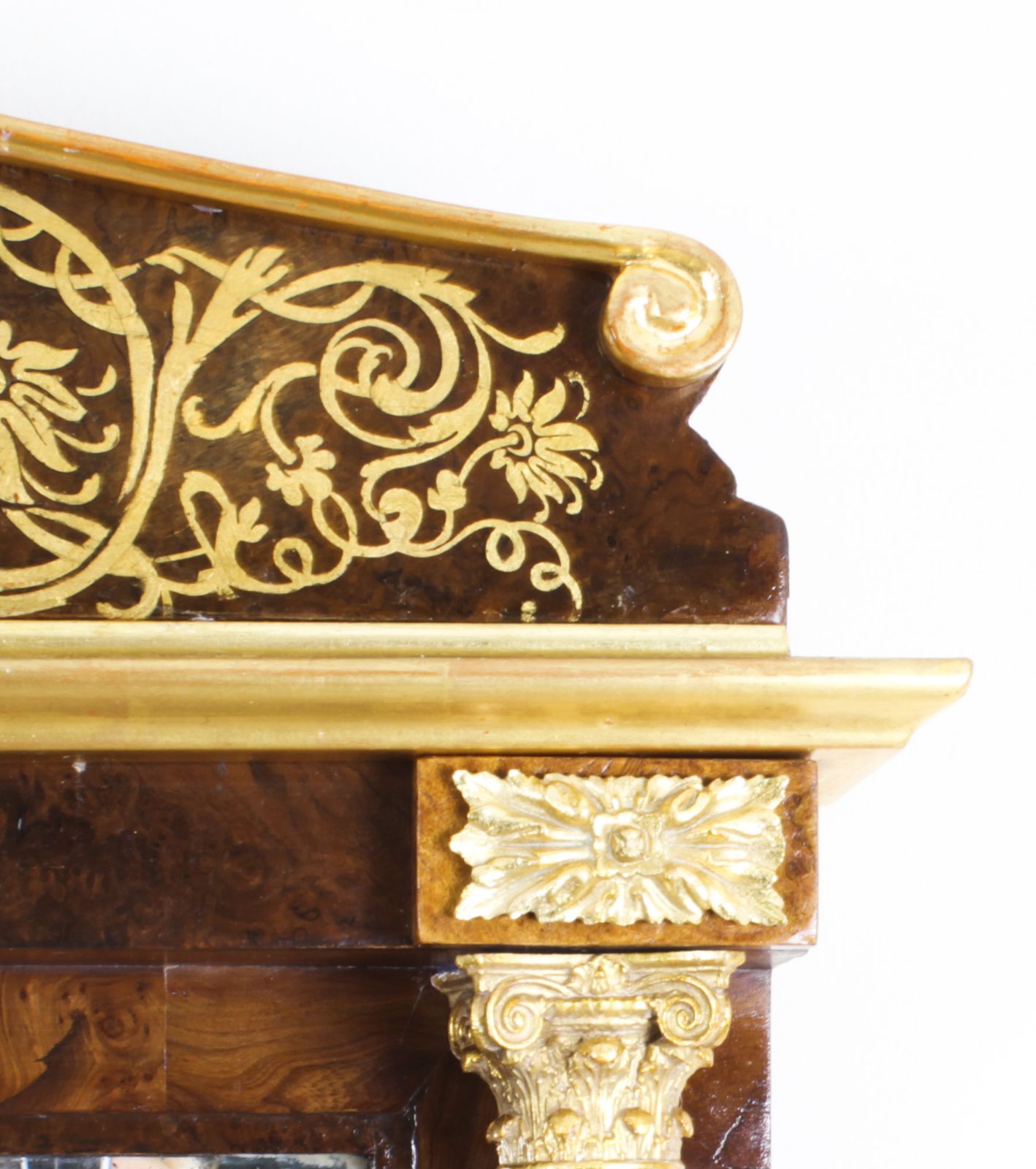 Antique French Burr Walnut Parcel Gilt Mirror 19th C 144x89cm photo buy