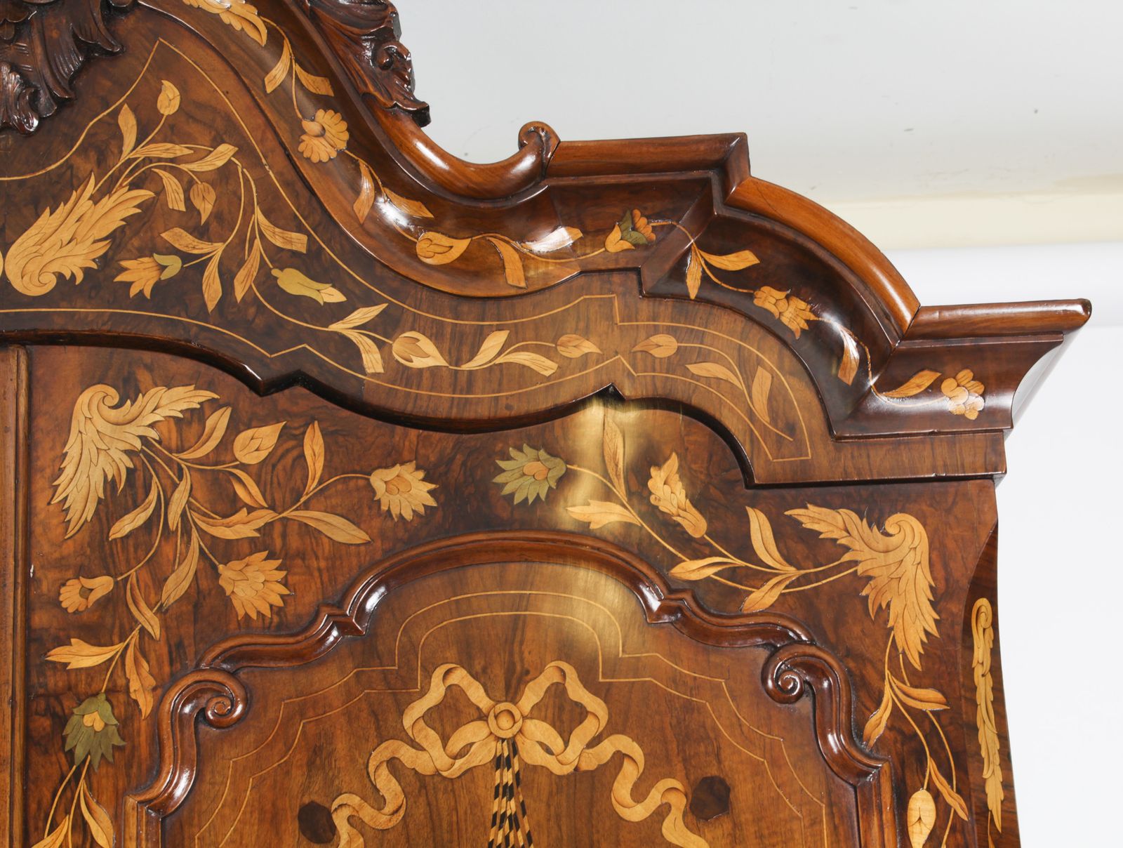 Furniture Antique Walnut Dutch Marquetry Bureau Cabinet.1780 18th C photo