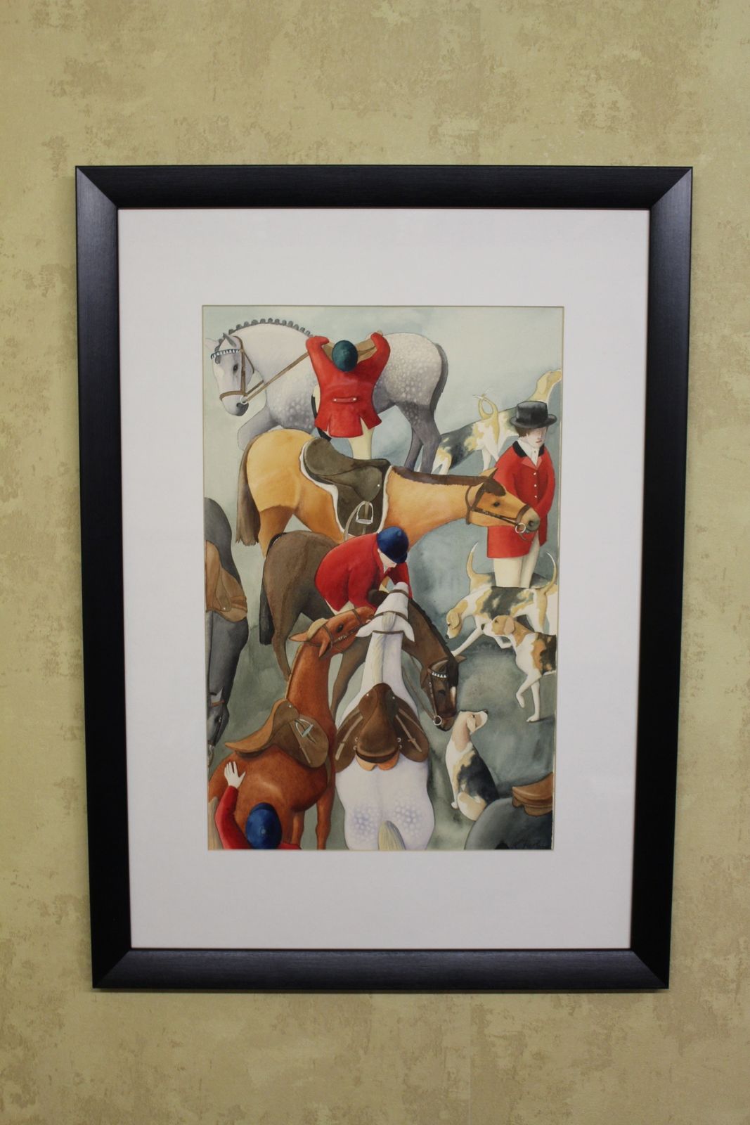Katherine Fleming Watercolour Of Hunting Scene