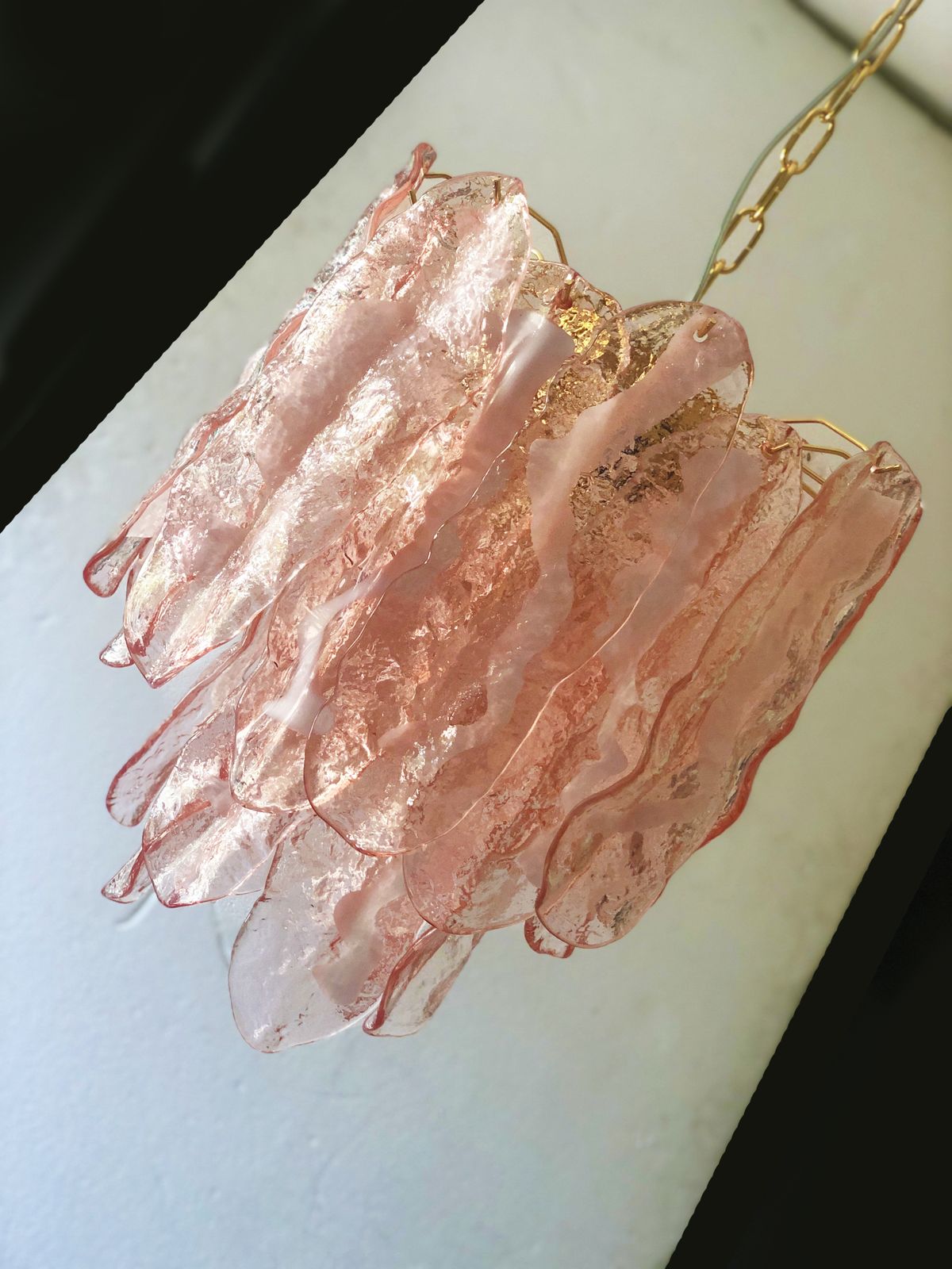Pink “Fiamma” Murano Glass Chandelier photo for sale