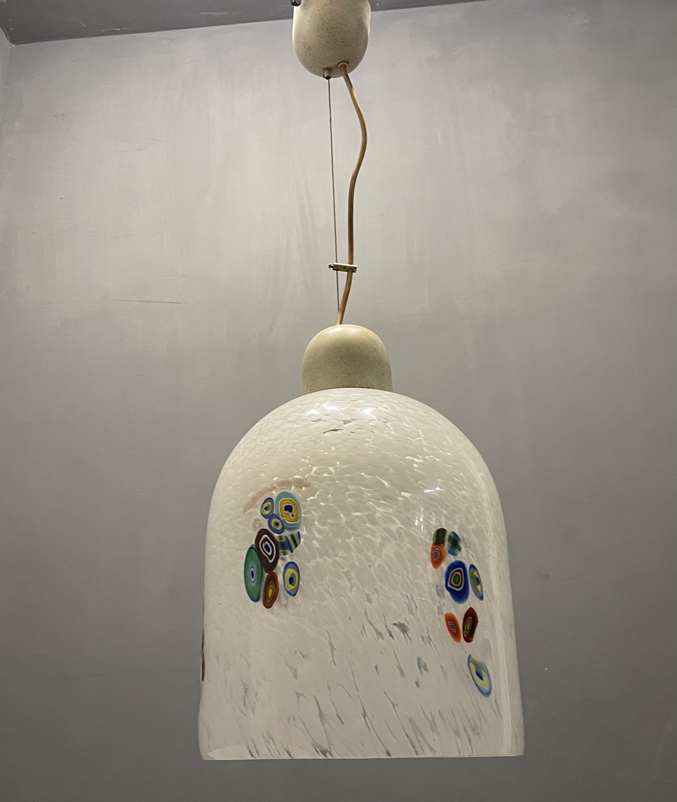 Italian Midcentury Murano Glass Light Pendant By De Mayo photo vinterior