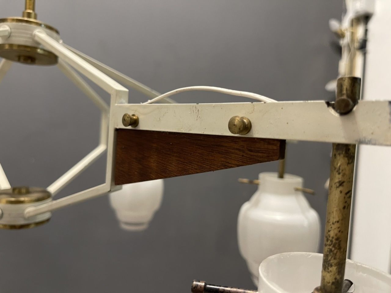 Italian Architectural Stilnovo Chandelier 1950’s photo Lighting