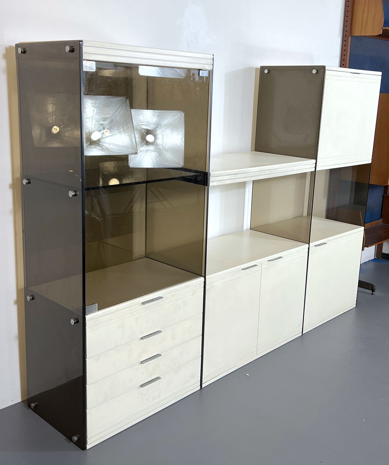 Gallotti & Radice, Smoked Glass And Lacquered Wood Cabinet From 70s photo buy