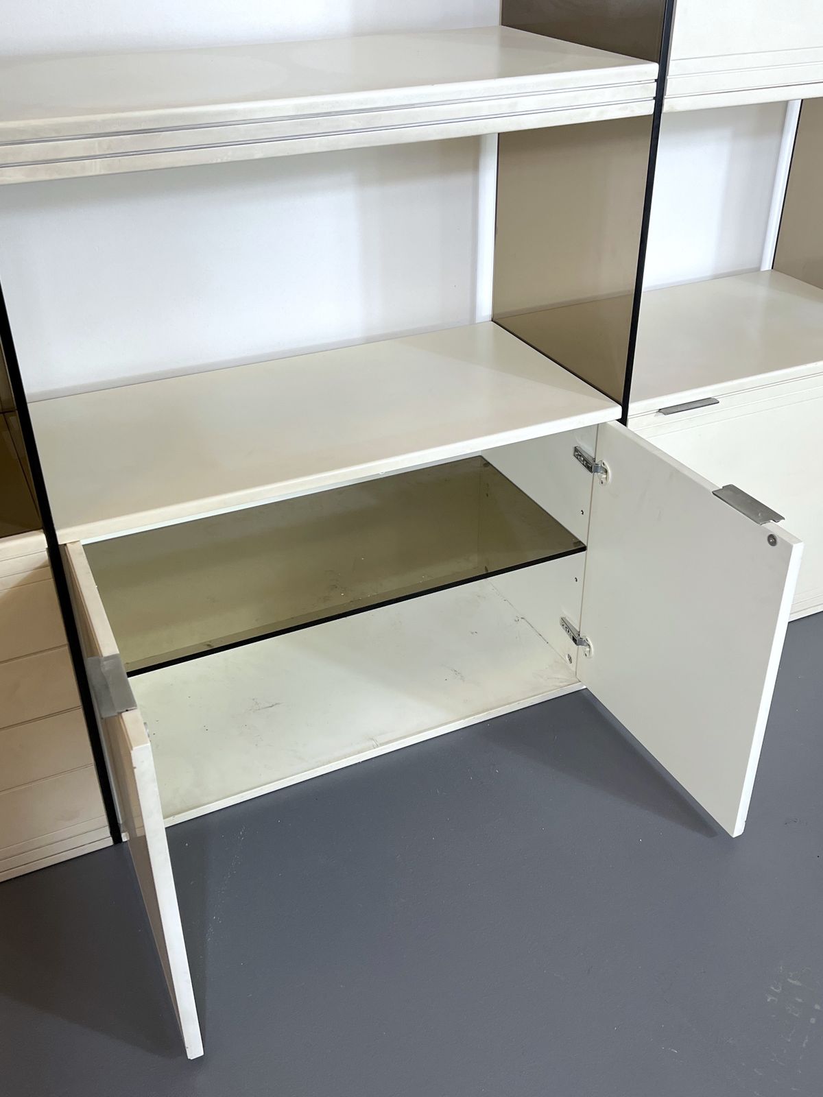 3755.05 Gallotti & Radice, Smoked Glass And Lacquered Wood Cabinet From 70s photo
