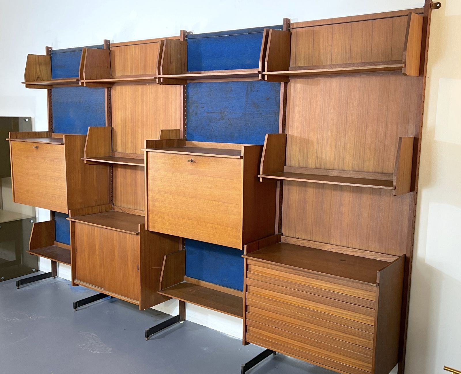 Mid Century Modern Modular Wood Bookcase From 50s photo vinterior