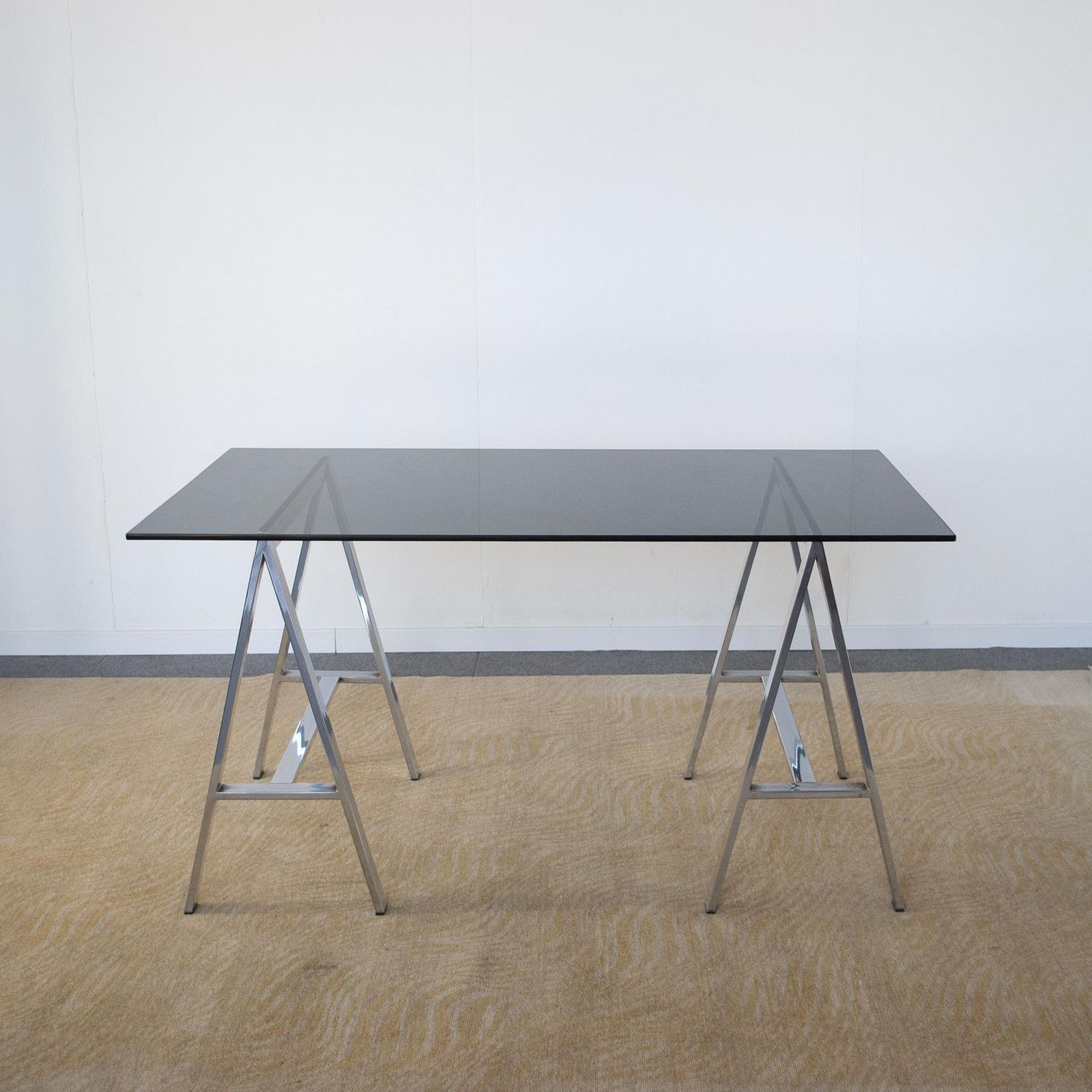 Italian Midcentury Desk With Glass Top From The 70s photo furniture