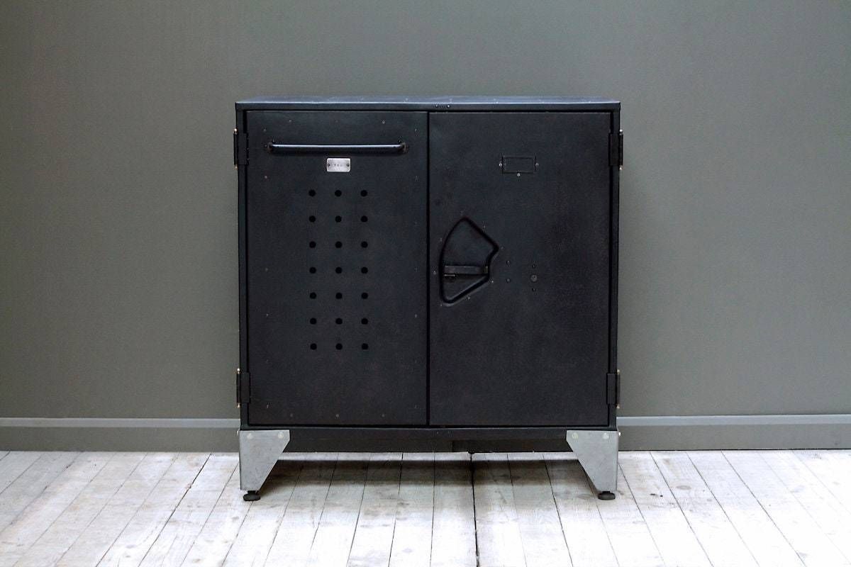 An Industrial Two Door Cabinet Marked No.195