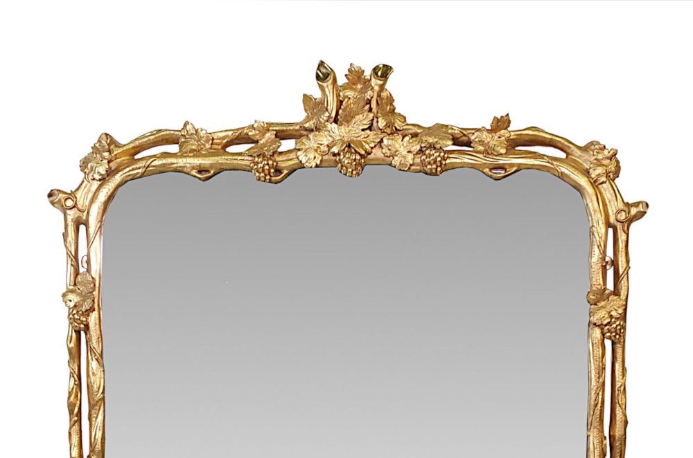 A Rare And Unusual 19th Century Giltwood Overmantle Mirror photo furniture