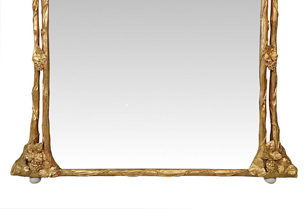 A Rare And Unusual 19th Century Giltwood Overmantle Mirror photo Home Decor