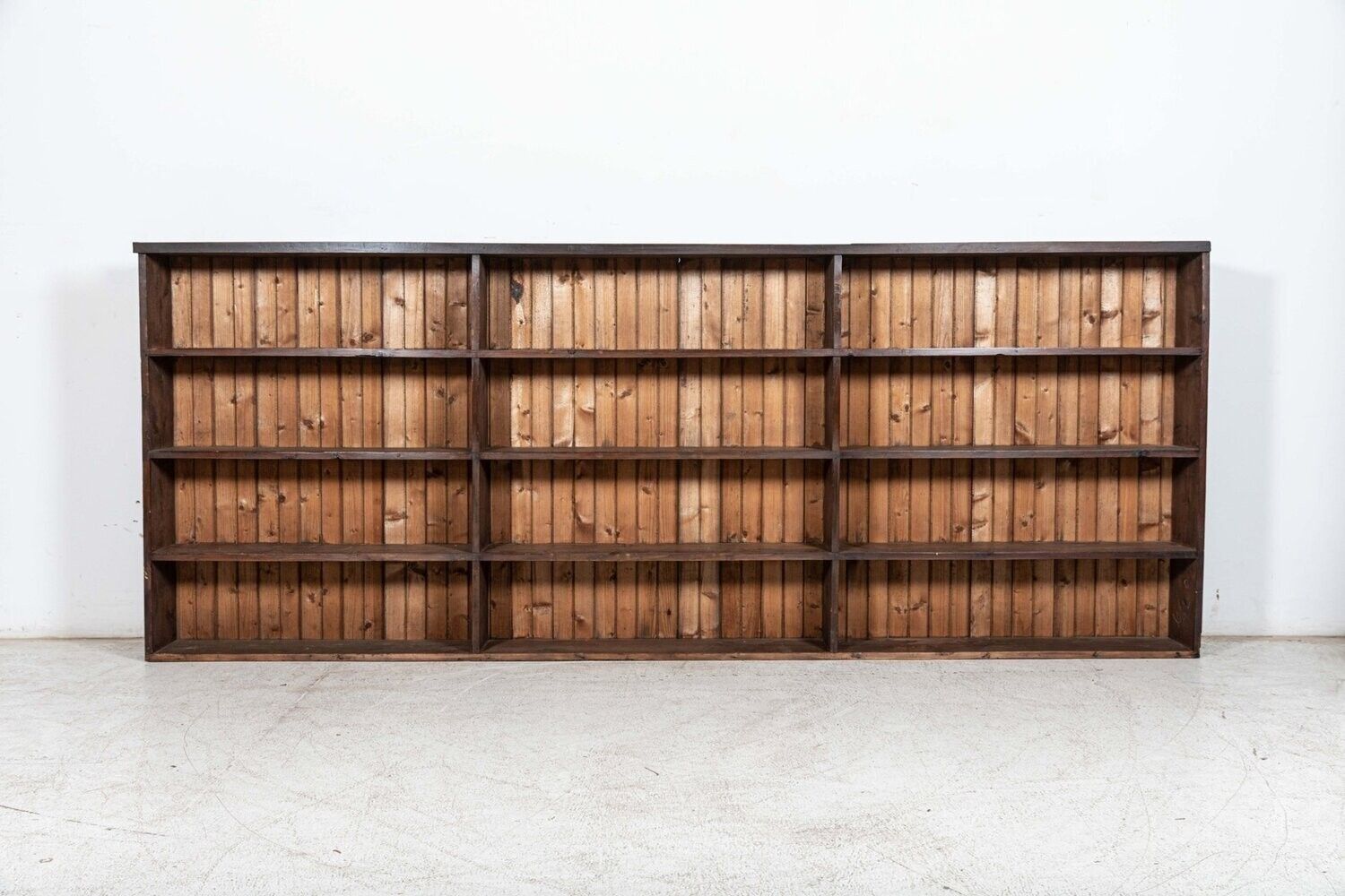 Monumental English 19thc Ironmongers Pine Bookcase Cabinet photo for sale