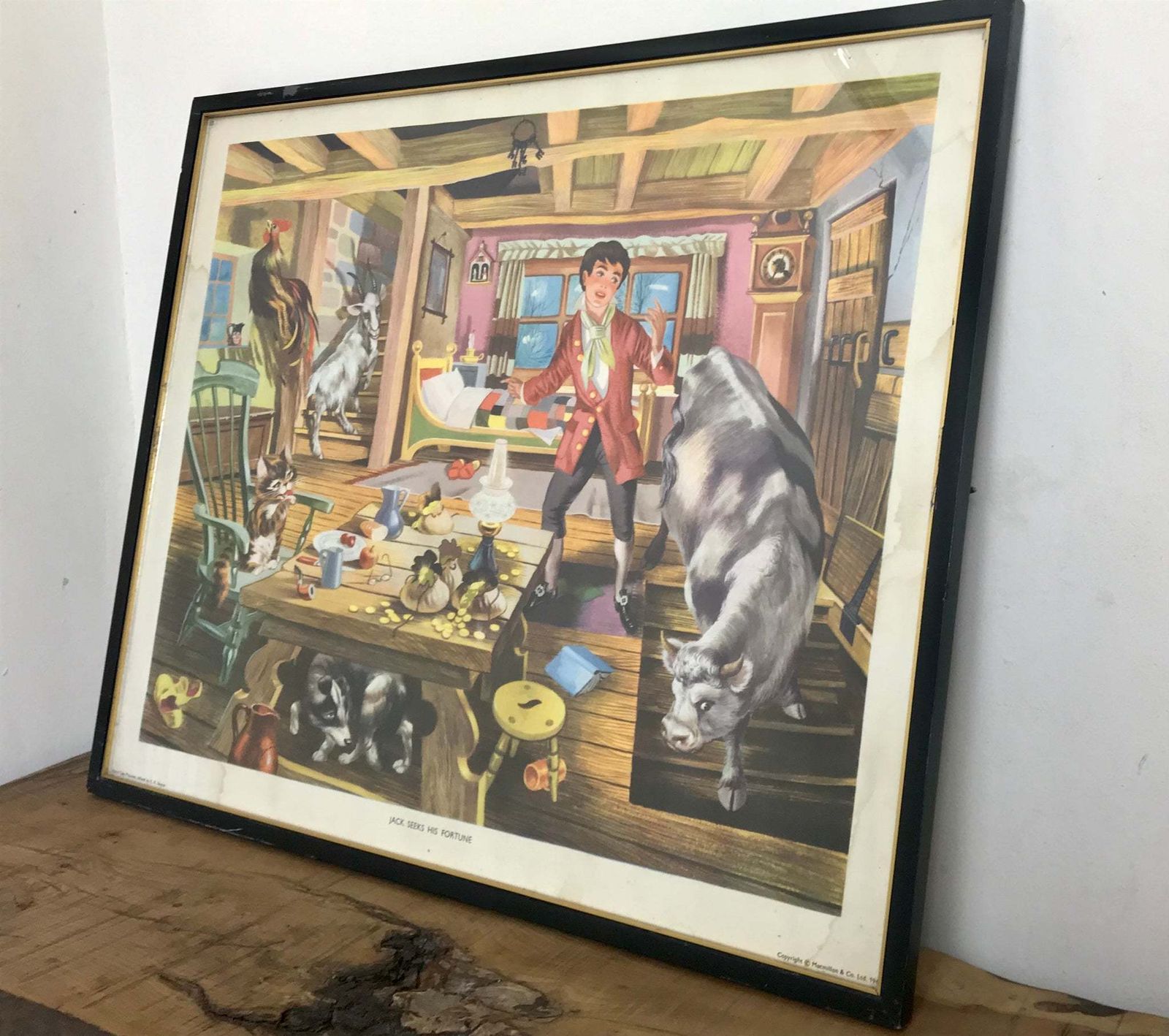 Vintage Fairytale Poster Jack Seek His Fortune Macmillan Collectibles Advertising Piece Framed photo furniture