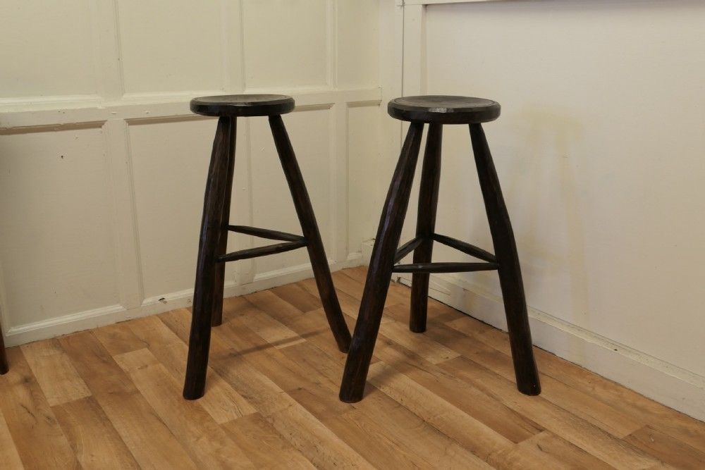 A Pair Of Very Rustic 19th Century French High Stools photo furniture