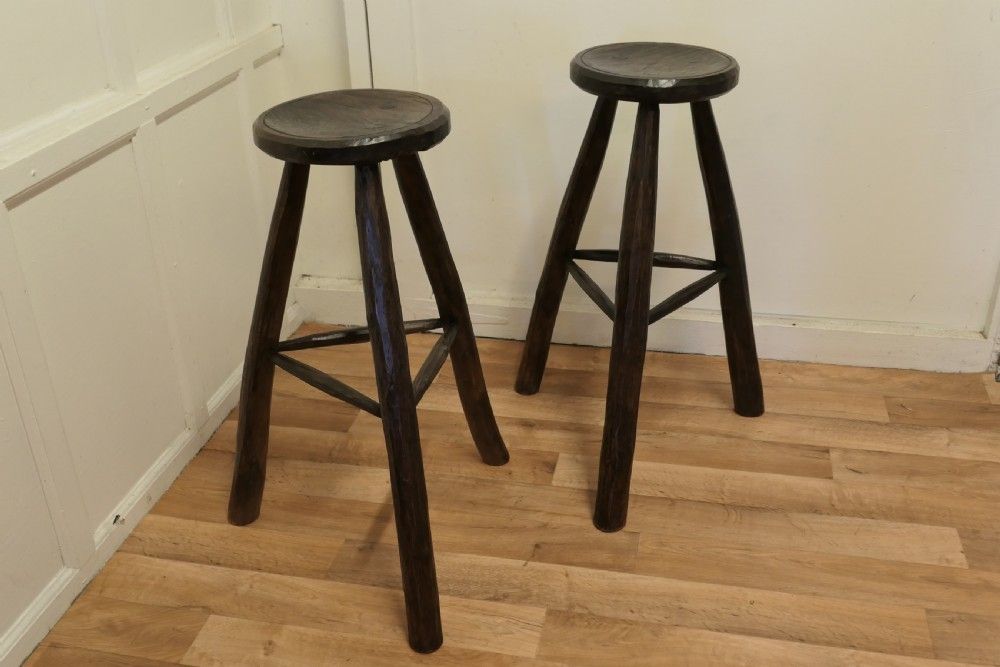A Pair Of Very Rustic 19th Century French High Stools photo vinterior