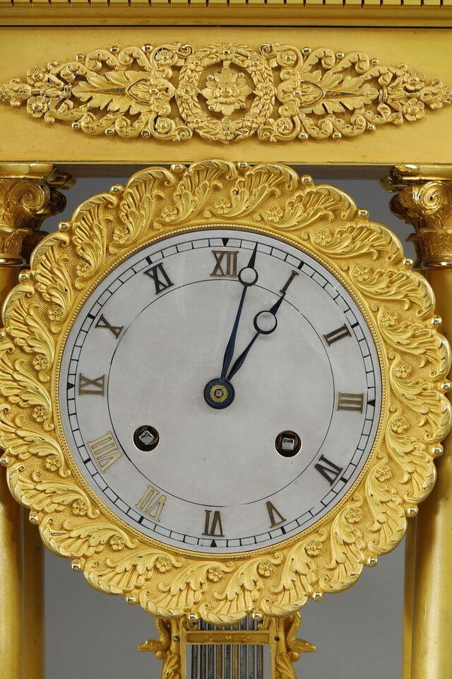 Large Gilt Bronze Portico Clock, Restoration Period photo buy