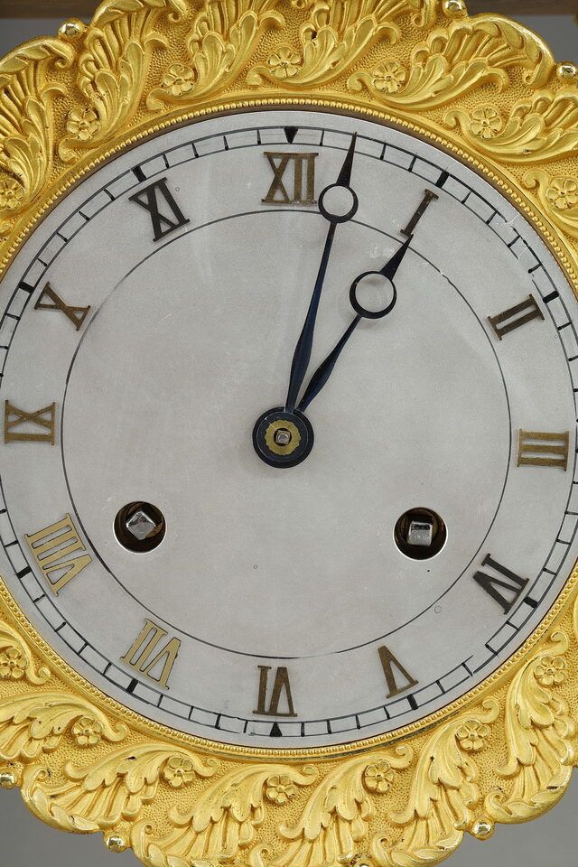 Large Gilt Bronze Portico Clock, Restoration Period photo vintage