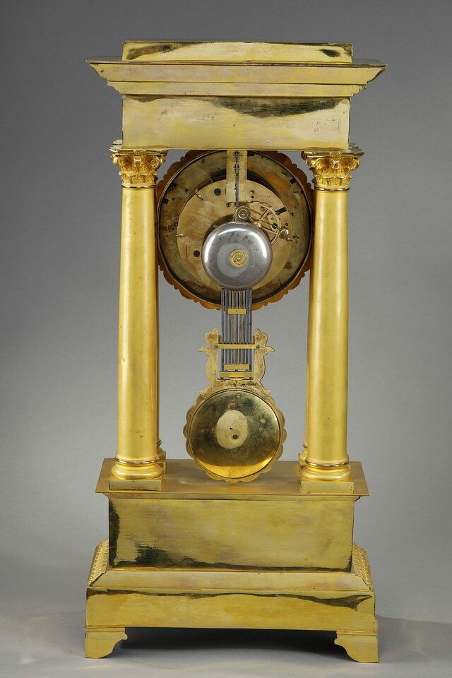 photo buy Large Gilt Bronze Portico Clock, Restoration Period