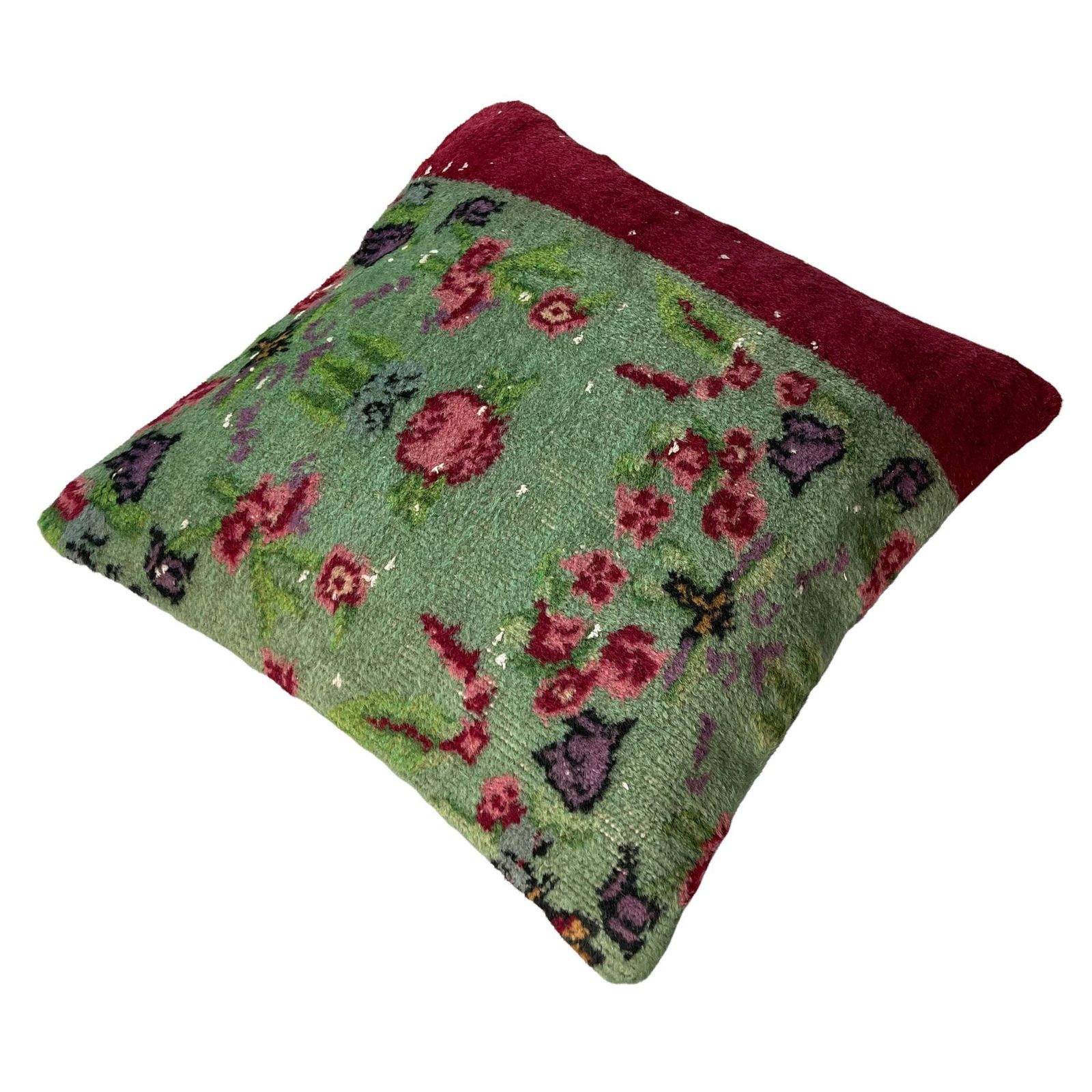 18'' X 18'' Vintage Hand Made Rug Cushion Cover, 45 X 45 Cm Decorative Rug Pillow Cover, Large Vintage Turkish Rug Cushion Cover photo 54.0
