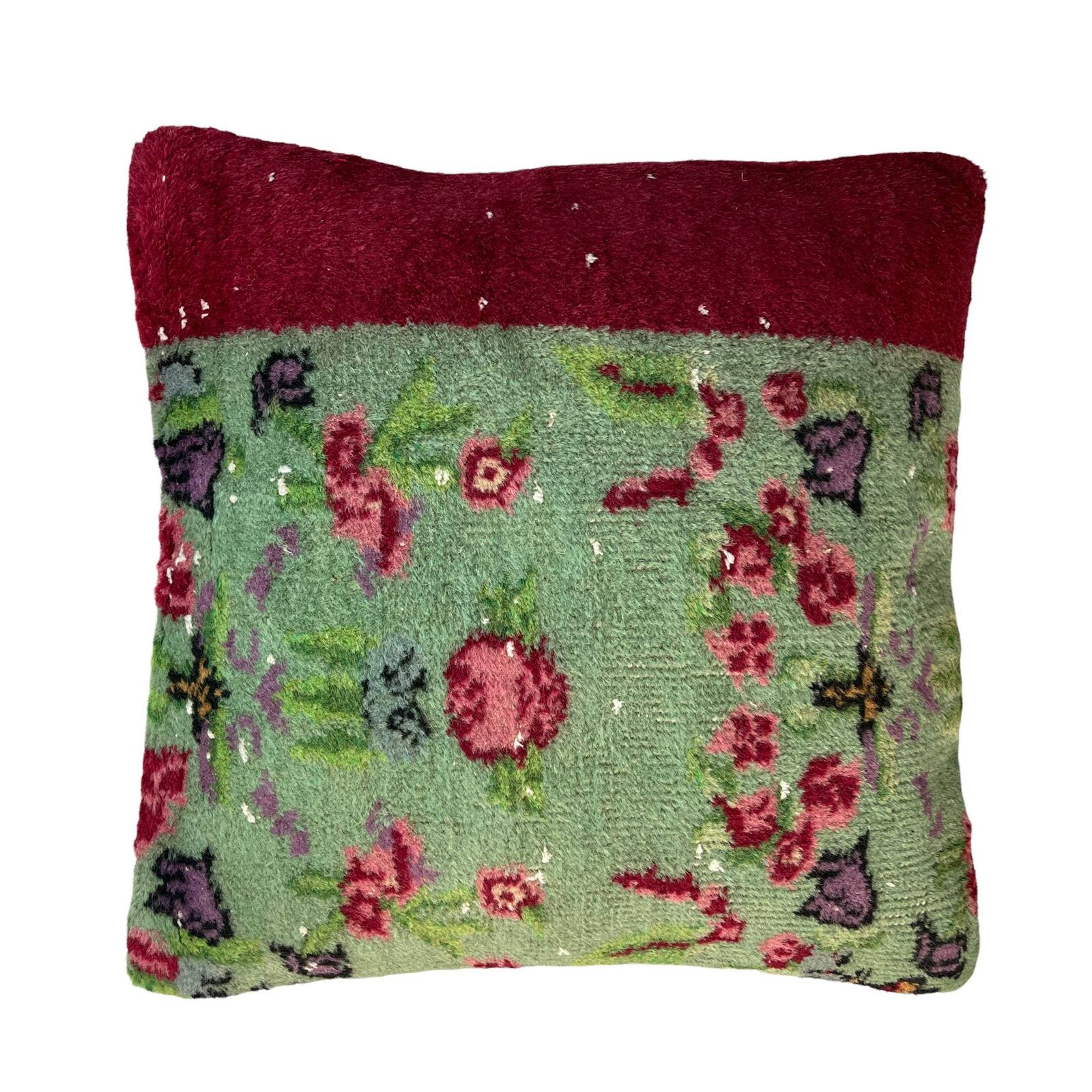 18'' X 18'' Vintage Hand Made Rug Cushion Cover, 45 X 45 Cm Decorative Rug Pillow Cover, Large Vintage Turkish Rug Cushion Cover photo vintage