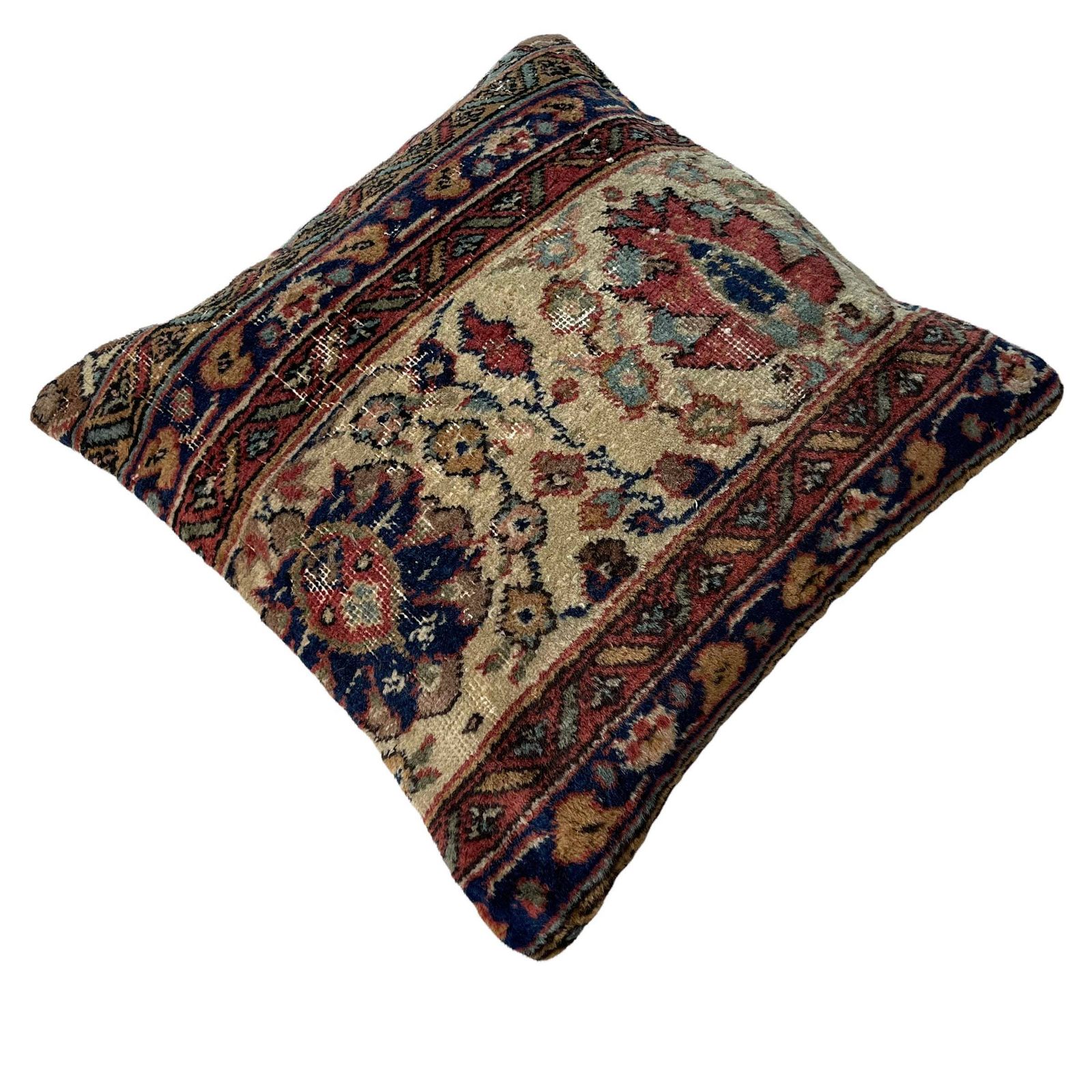 Vintage Hand Made Rug Cushion Cover, 45 X 45 Cm Decorative Rug Pillow Cover, Large Vintage Turkish Rug Cushion Cover photo 65.0