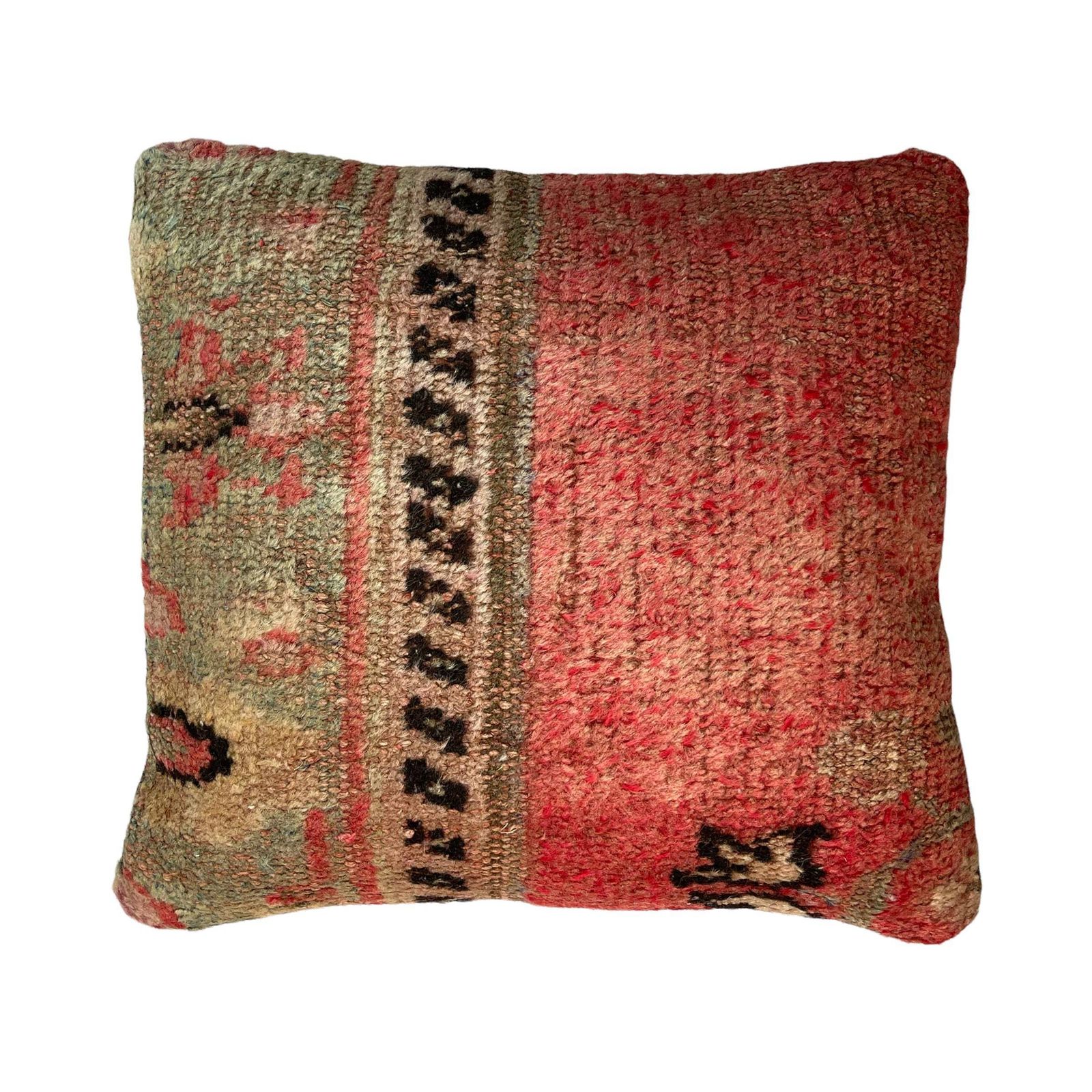Vintage Hand Made Rug Cushion Cover, 45 X 45 Cm Decorative Rug Pillow Cover, Large Vintage Turkish Rug Cushion Cover photo 65.0