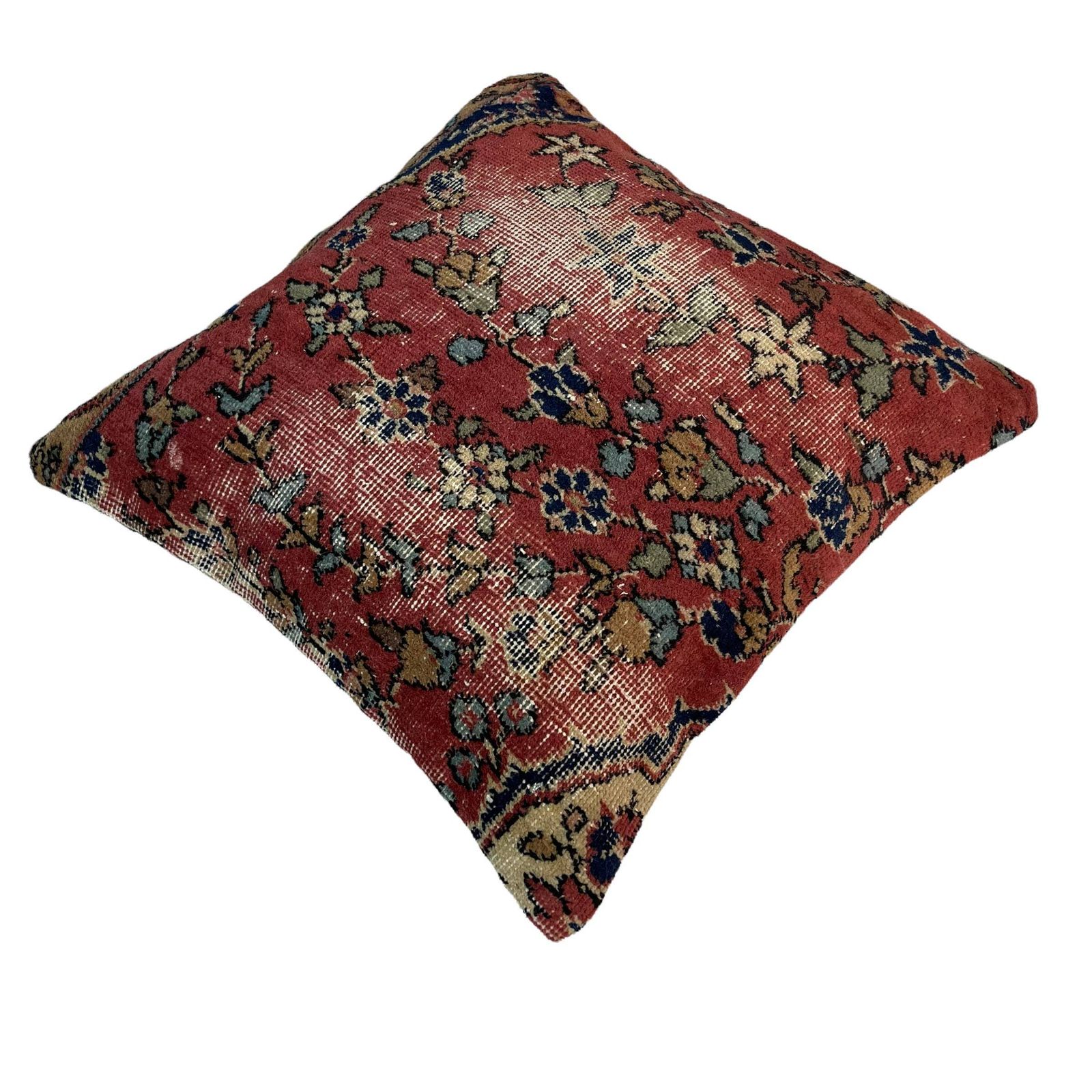 18'' X 18'' Vintage Hand Made Rug Cushion Cover, 45 X 45 Cm Decorative Rug Pillow Cover, Large Vintage Turkish Rug Cushion Cover photo 54.0