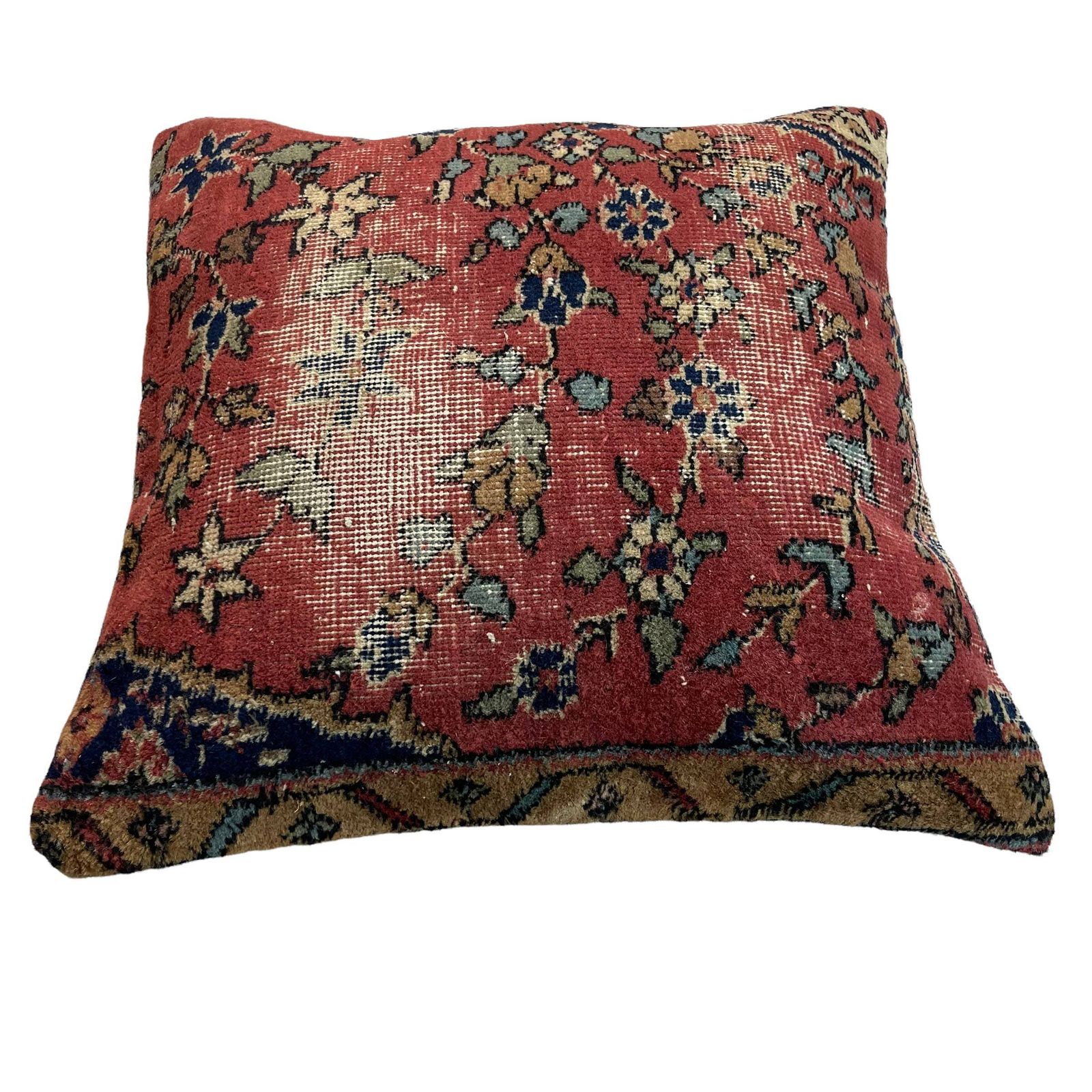 18'' X 18'' Vintage Hand Made Rug Cushion Cover, 45 X 45 Cm Decorative Rug Pillow Cover, Large Vintage Turkish Rug Cushion Cover photo vinterior