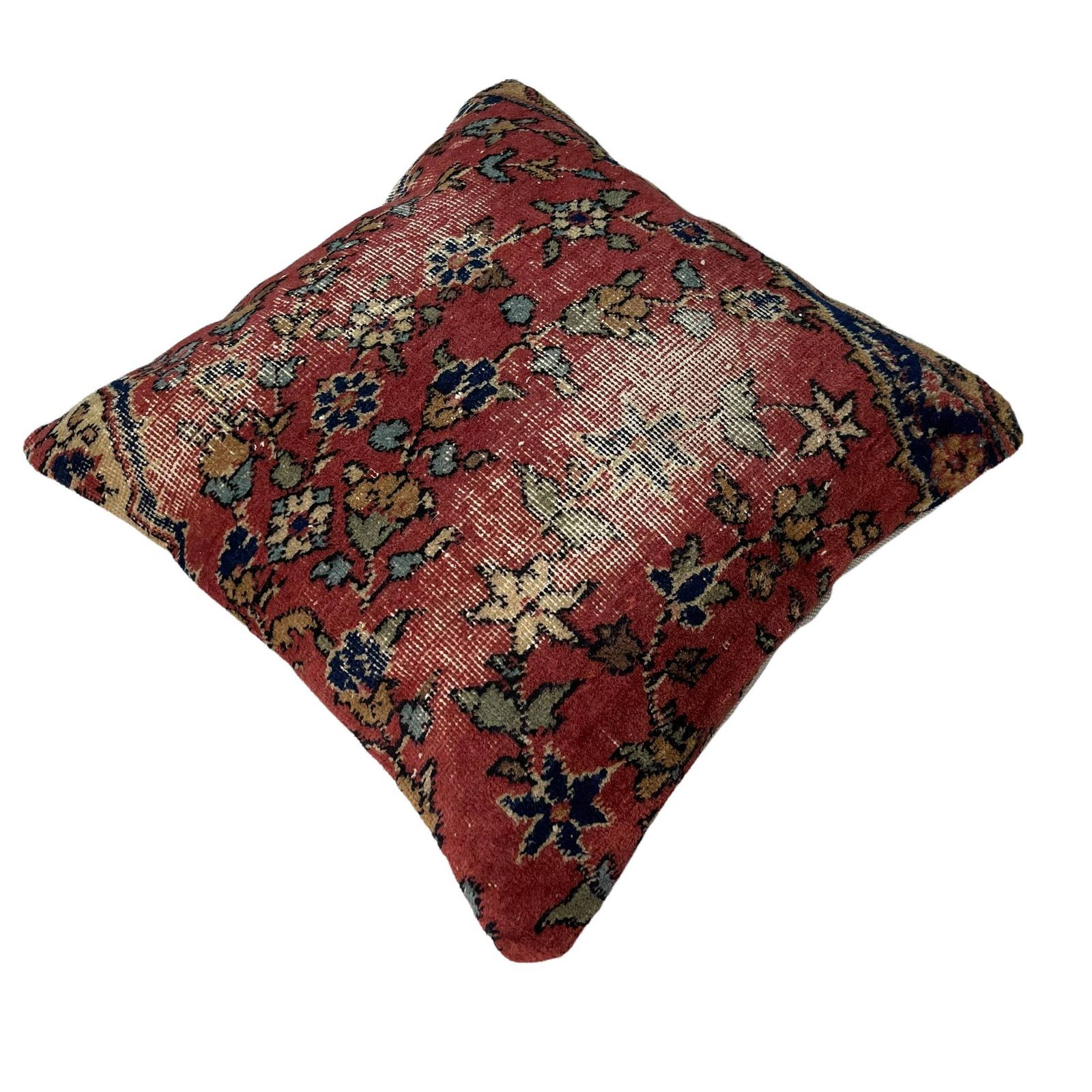 18'' X 18'' Vintage Hand Made Rug Cushion Cover, 45 X 45 Cm Decorative Rug Pillow Cover, Large Vintage Turkish Rug Cushion Cover photo buy